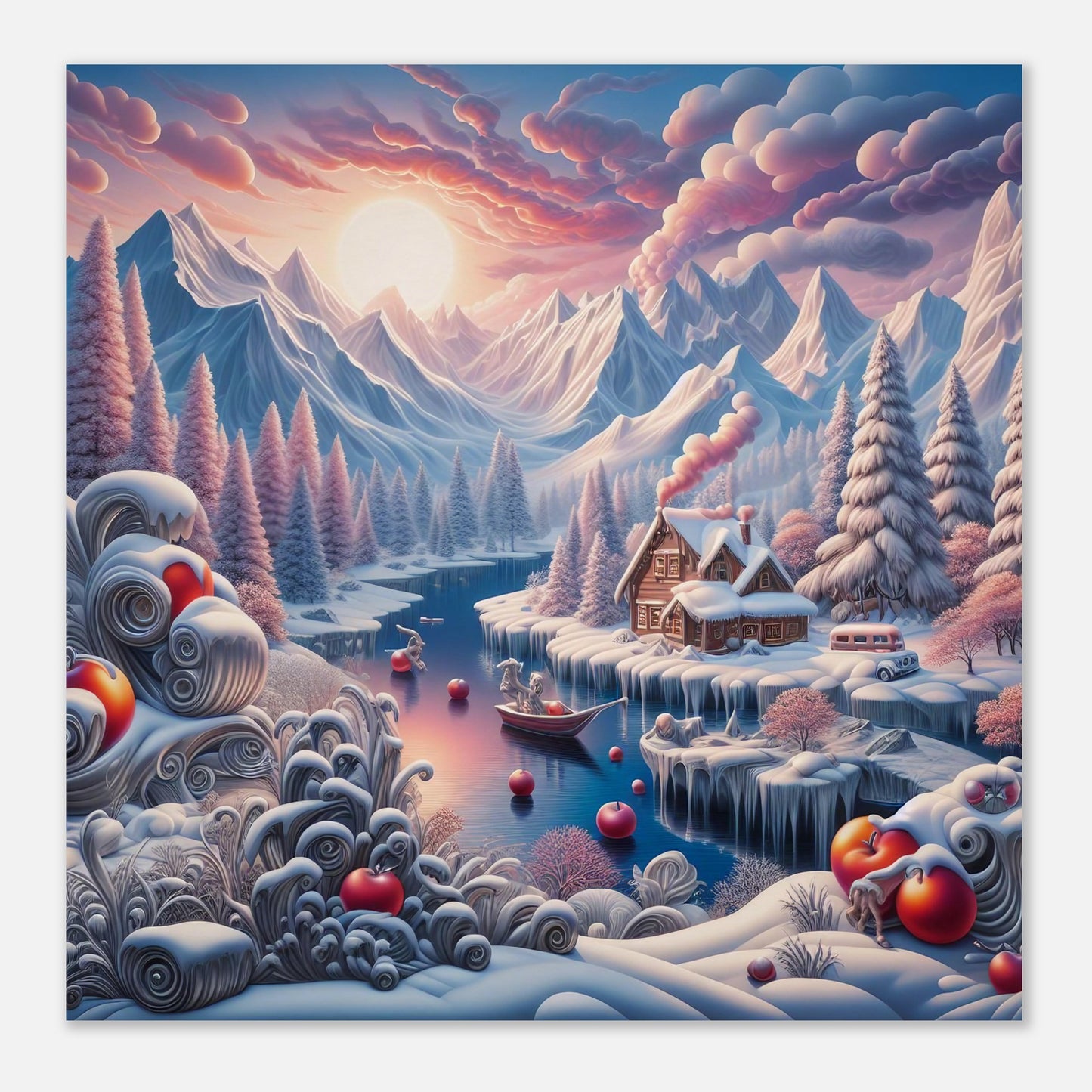 Wall Art - Winter 62 - Small boat on a river