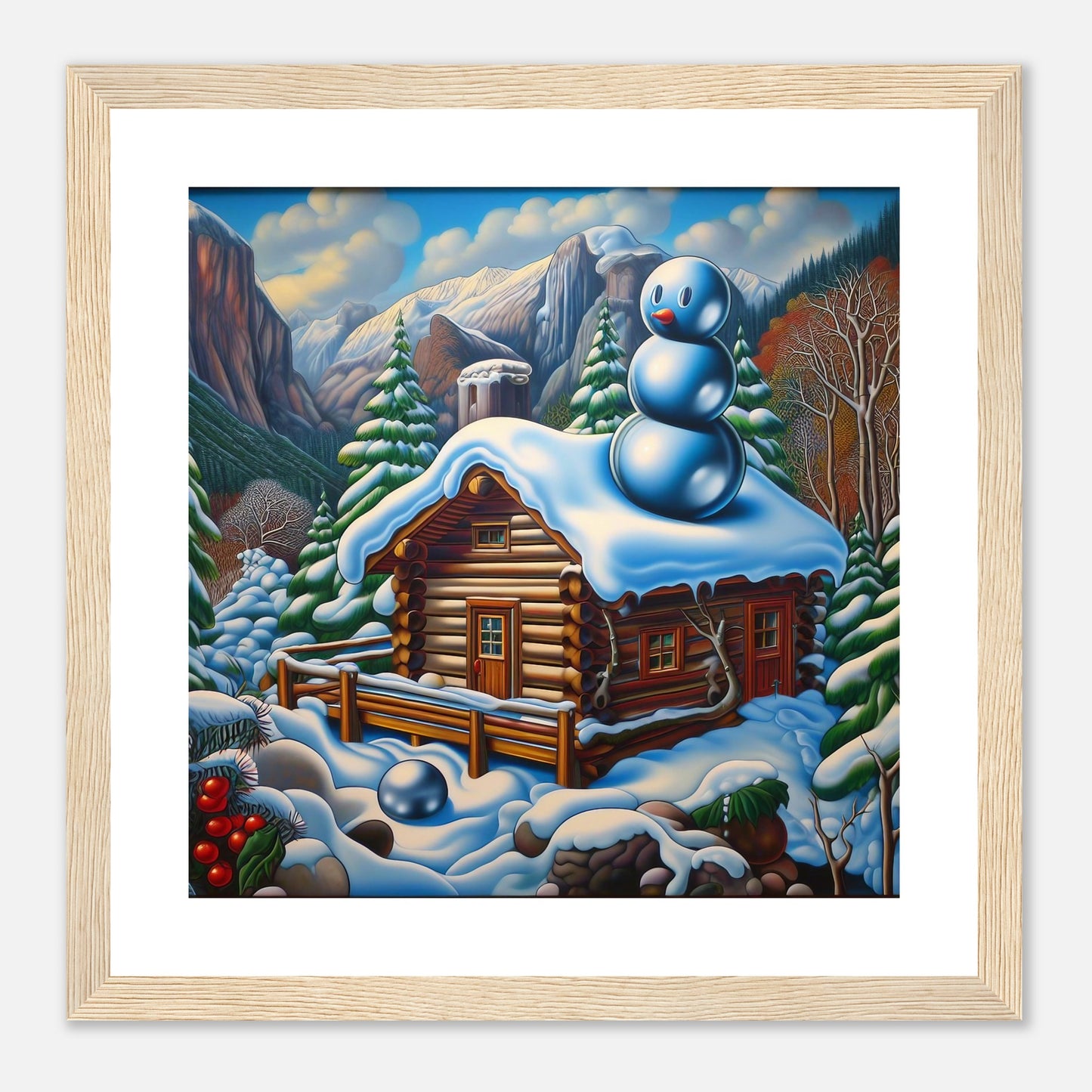 Wall Art - Winter 22 - Snowman on rooftop