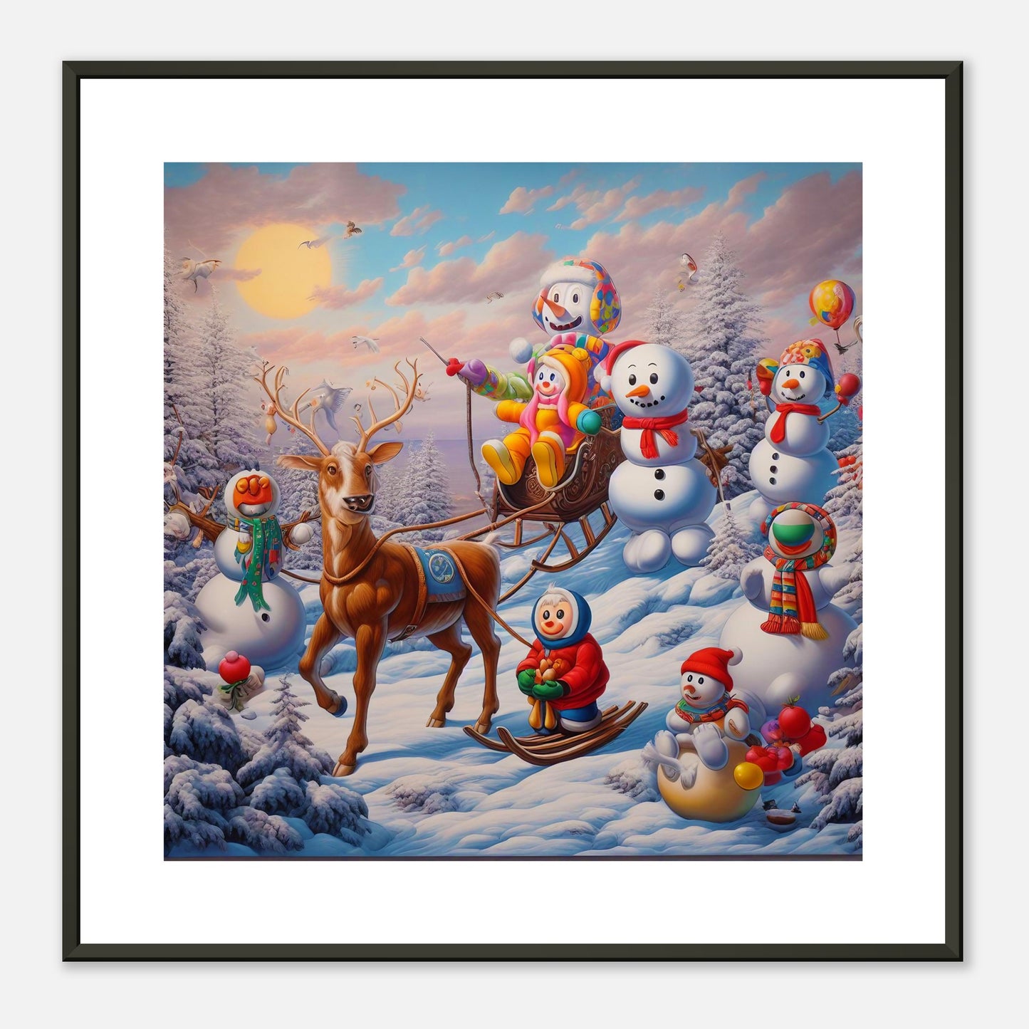 Wall Art - Winter 77 - Snowmen and a reindeer