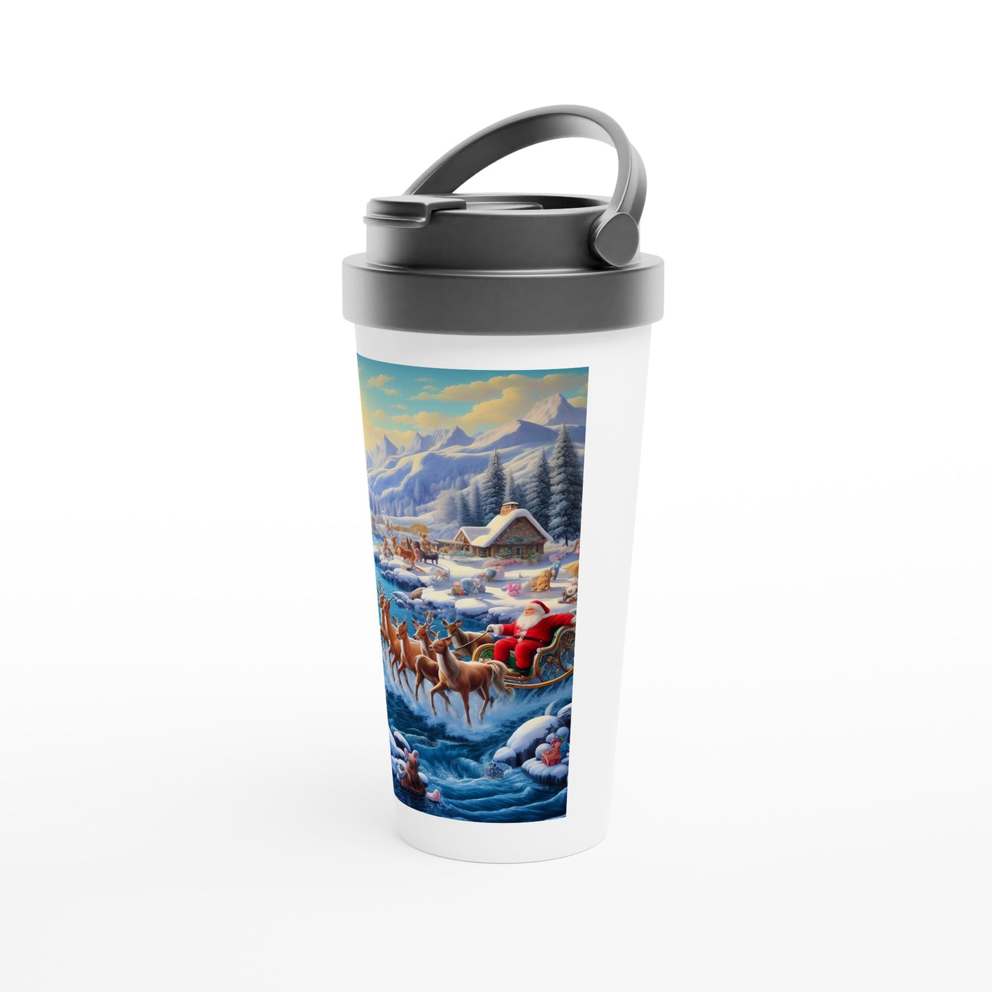 White 15oz Stainless Steel Travel Mug - Winter 170