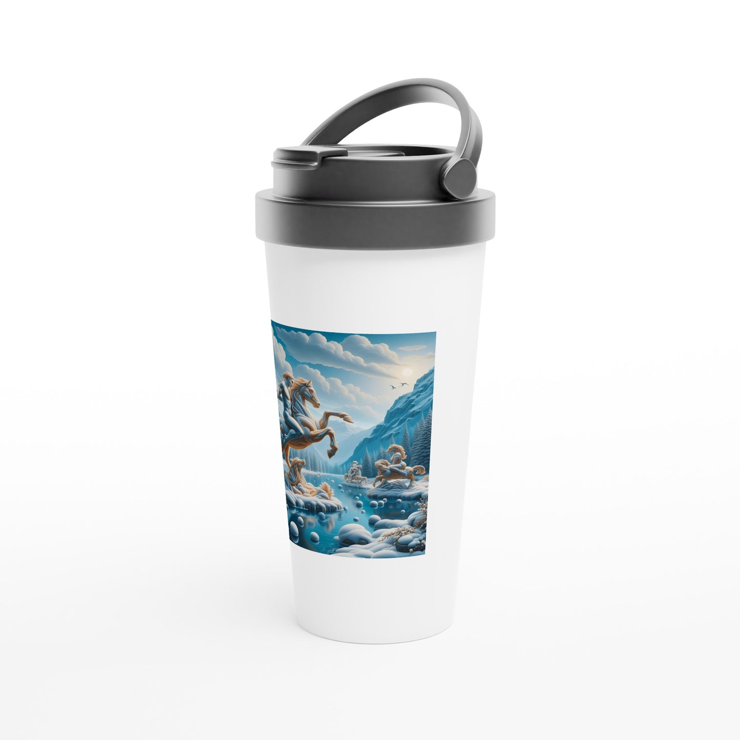 White 15oz Stainless Steel Travel Mug - Winter 76