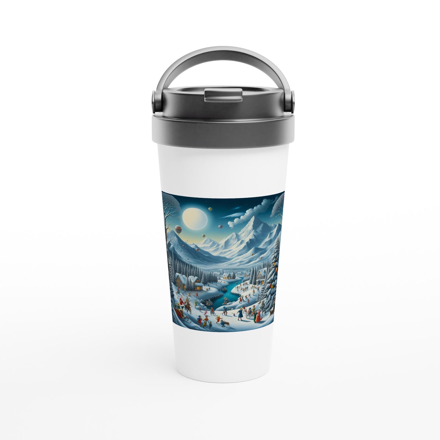 White 15oz Stainless Steel Travel Mug - Winter 88