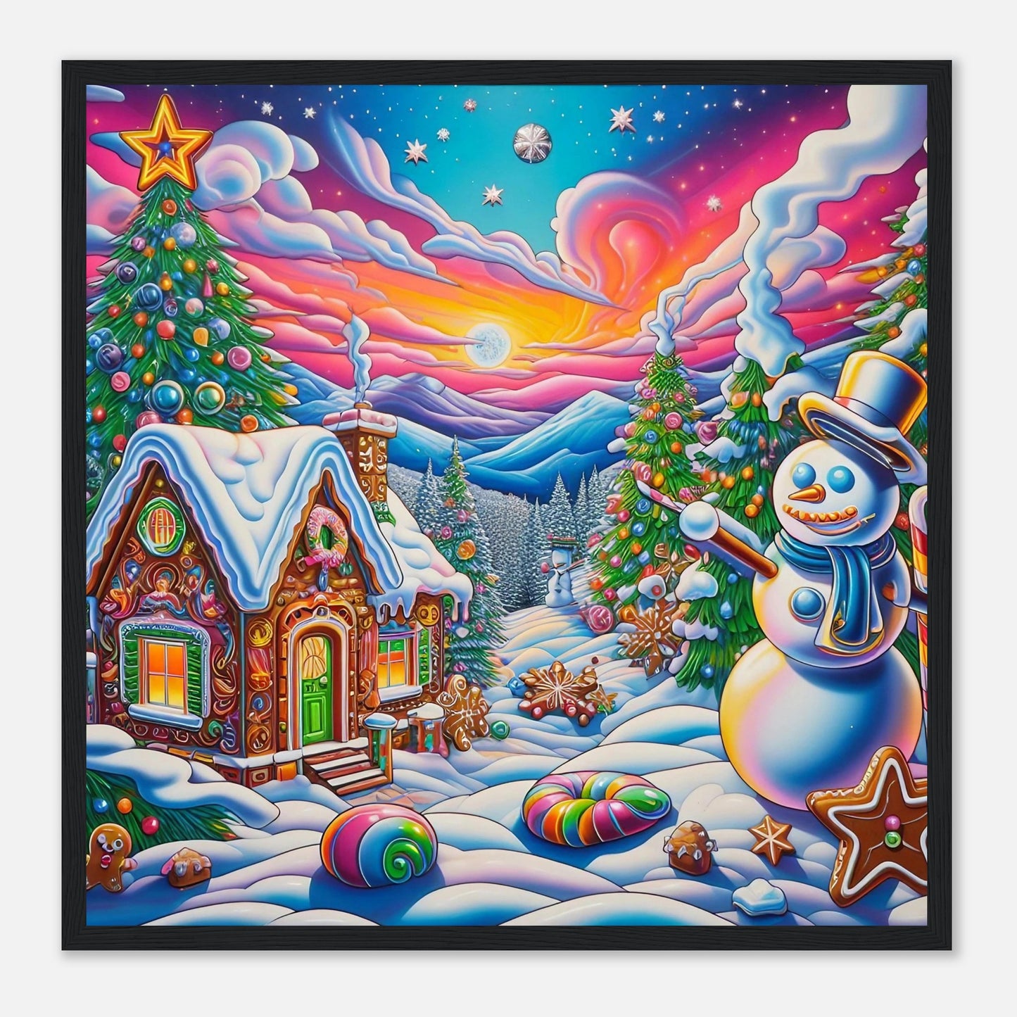 Wall art - Snowman and Gingerbread House