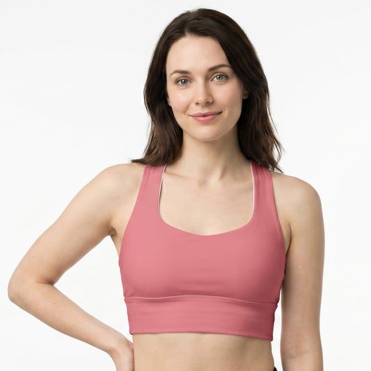 Longline Sports Bra - Rose Heat