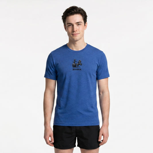 Men's Short Sleeve T-Shirt - Embroidered Logo On Chest - True Royal Blue