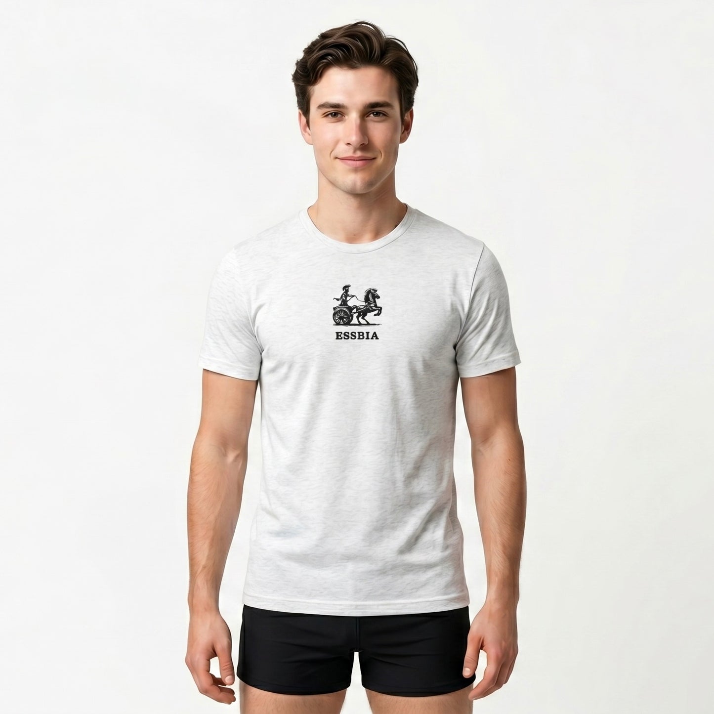 Men's Short Sleeve T-Shirt - Embroidered Logo On Chest - White