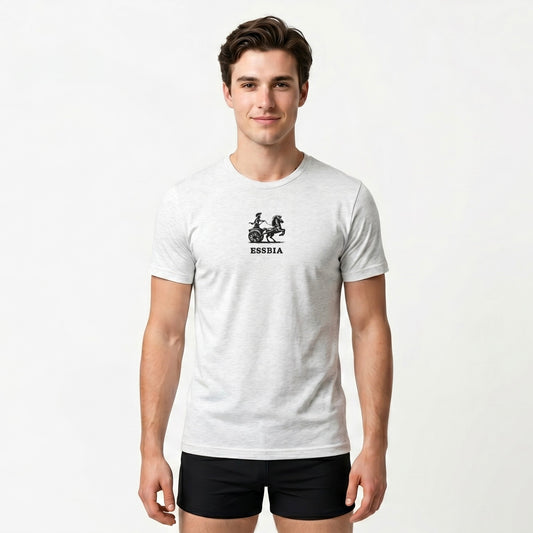 Men's Short Sleeve T-Shirt - Embroidered Logo On Chest - White