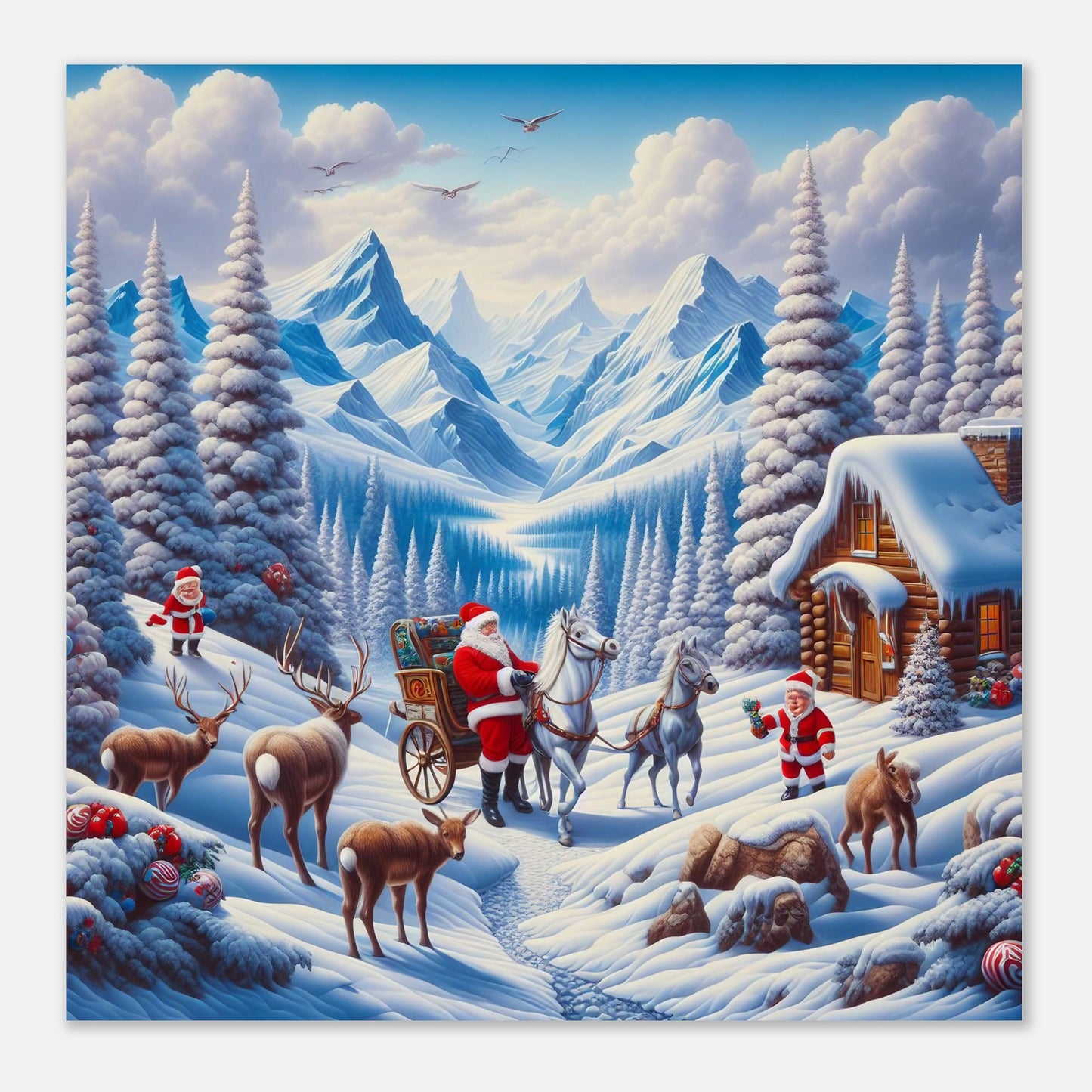 Wall Art - Winter 55 - Santa Claus and horses