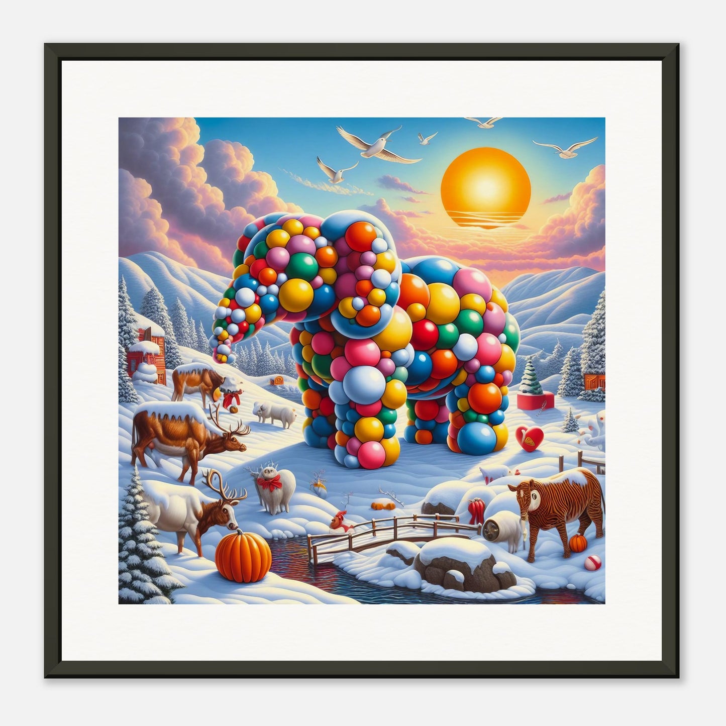 Wall Art - Winter 74 - Elephant and sun