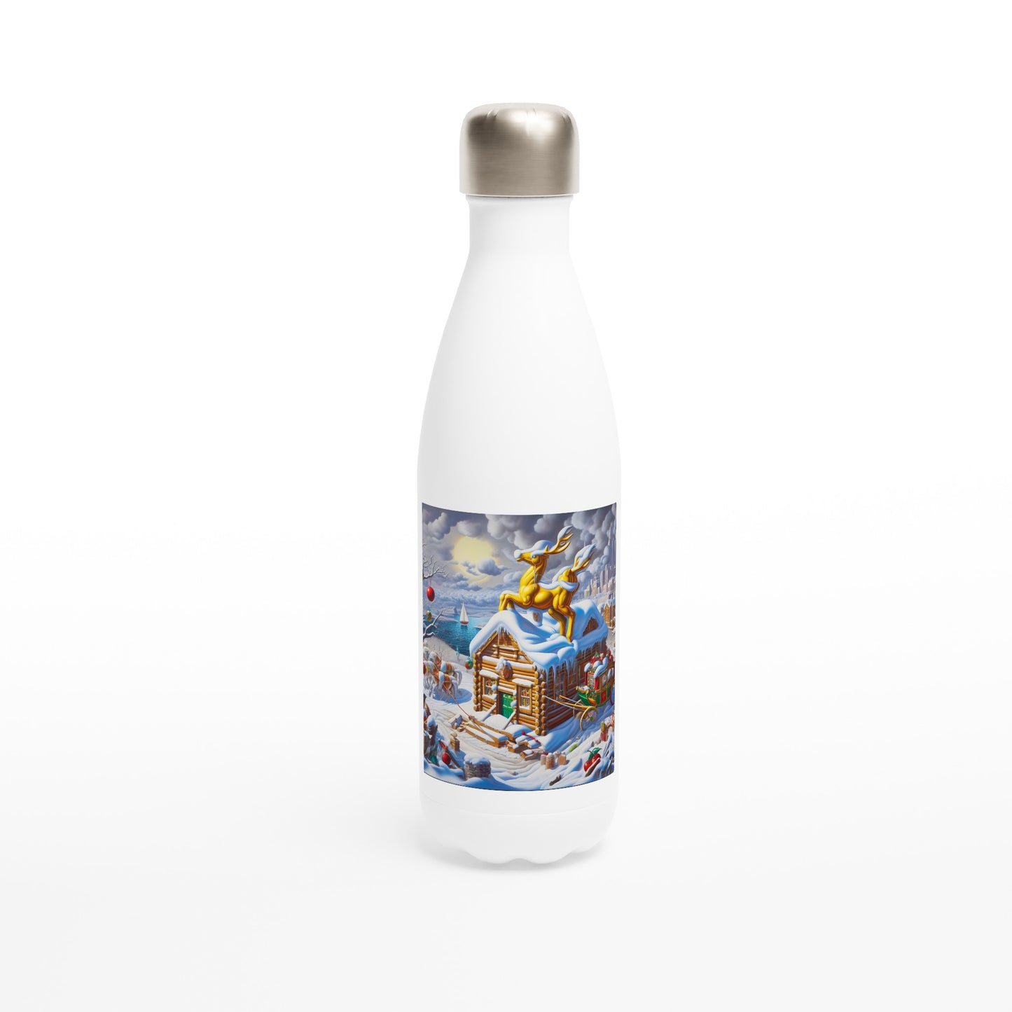 White 17oz Stainless Steel Water Bottle - Winter 238