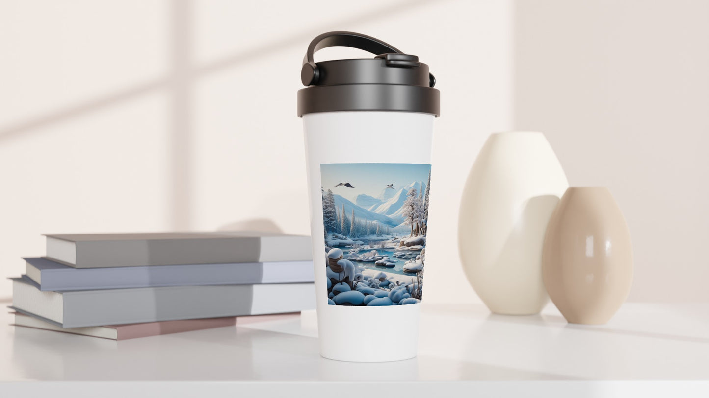 White 15oz Stainless Steel Travel Mug - Winter 99