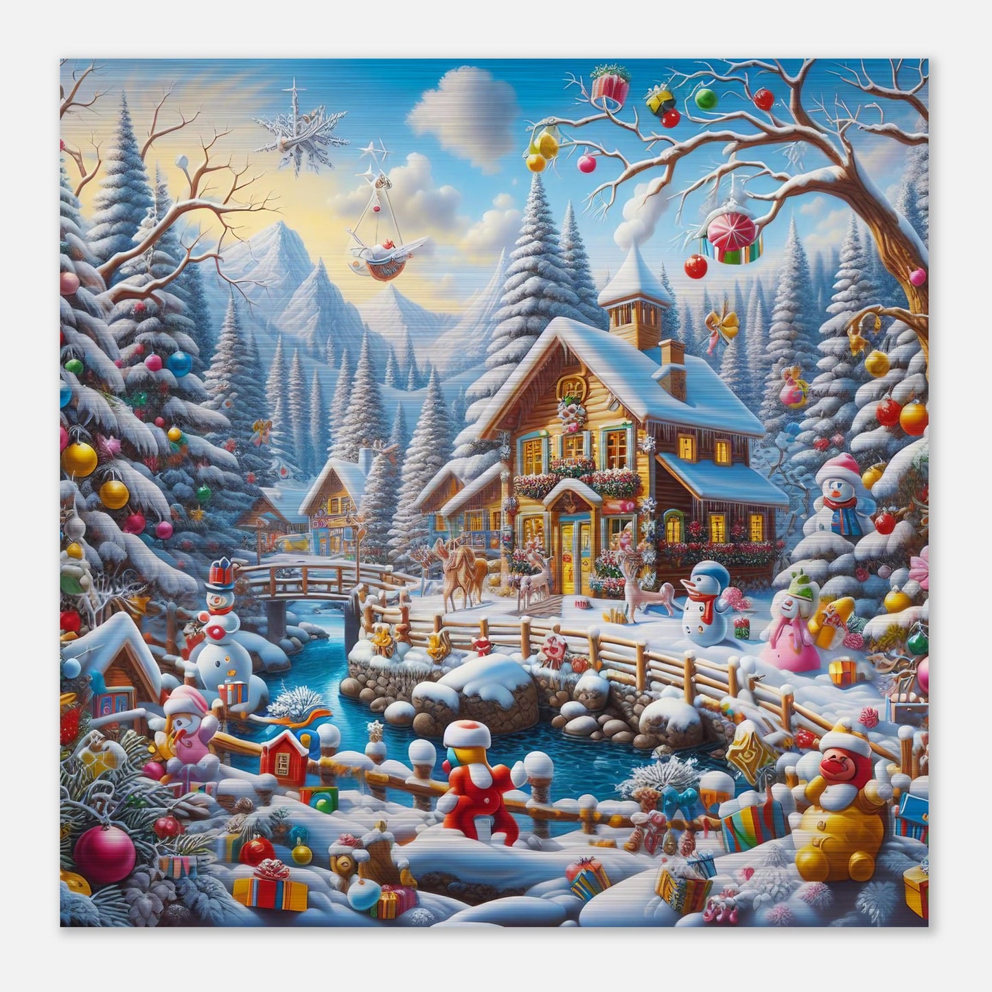 Wall Art - Winter 13 - Village nestled in a snow-covered mountain valley