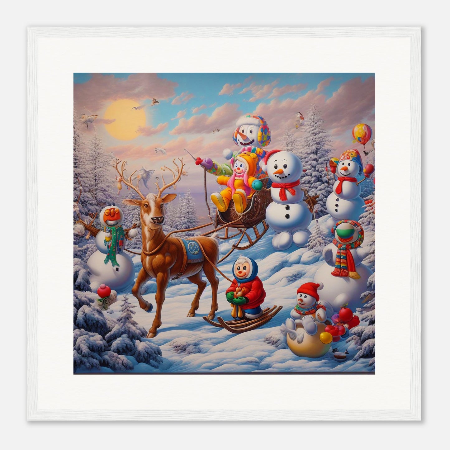 Wall Art - Winter 77 - Snowmen and a reindeer
