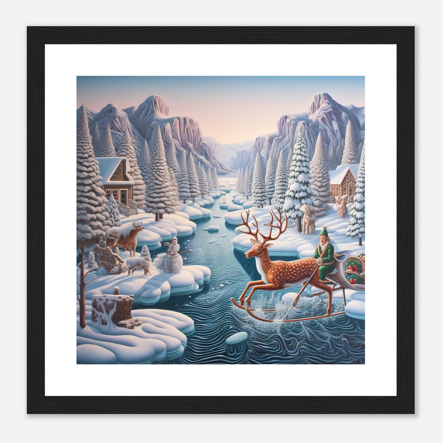 Wall Art - Winter 28 - Deer and Elf