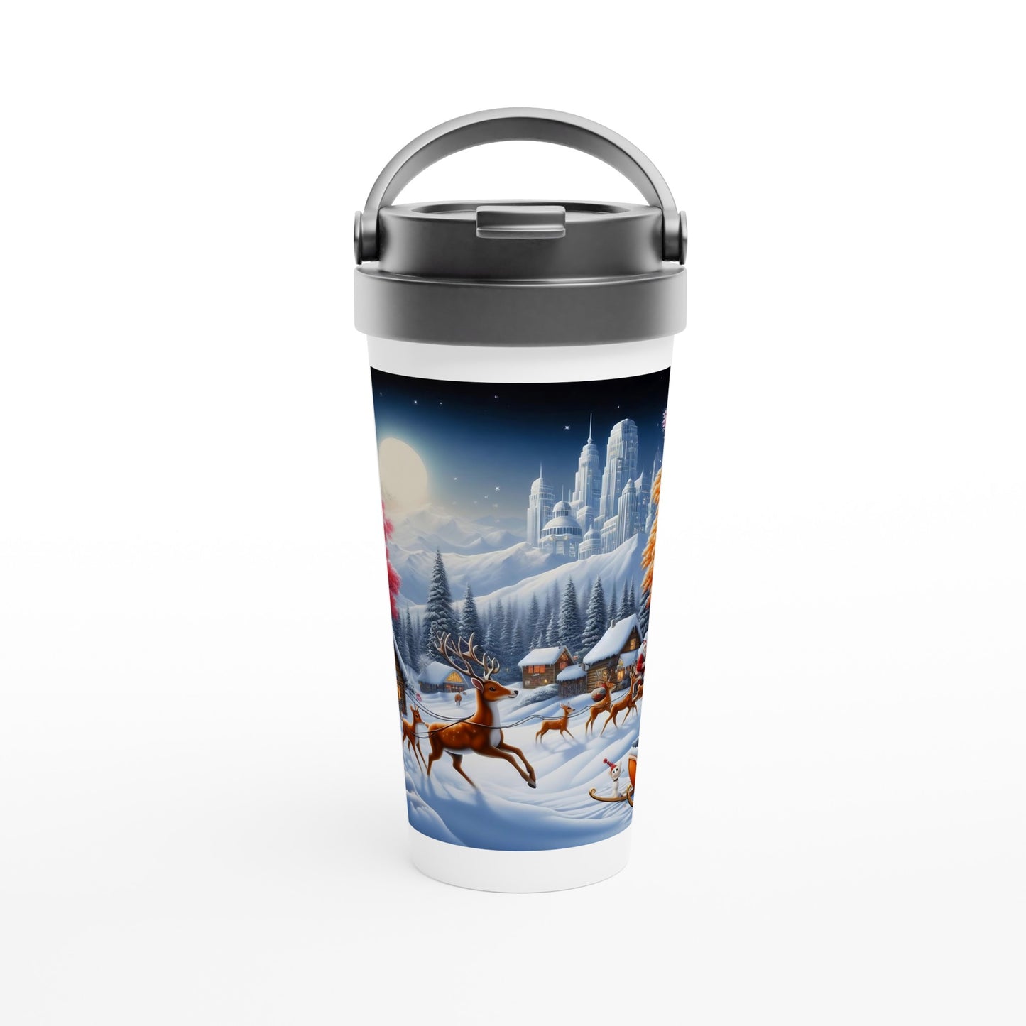 White 15oz Stainless Steel Travel Mug - Winter 167