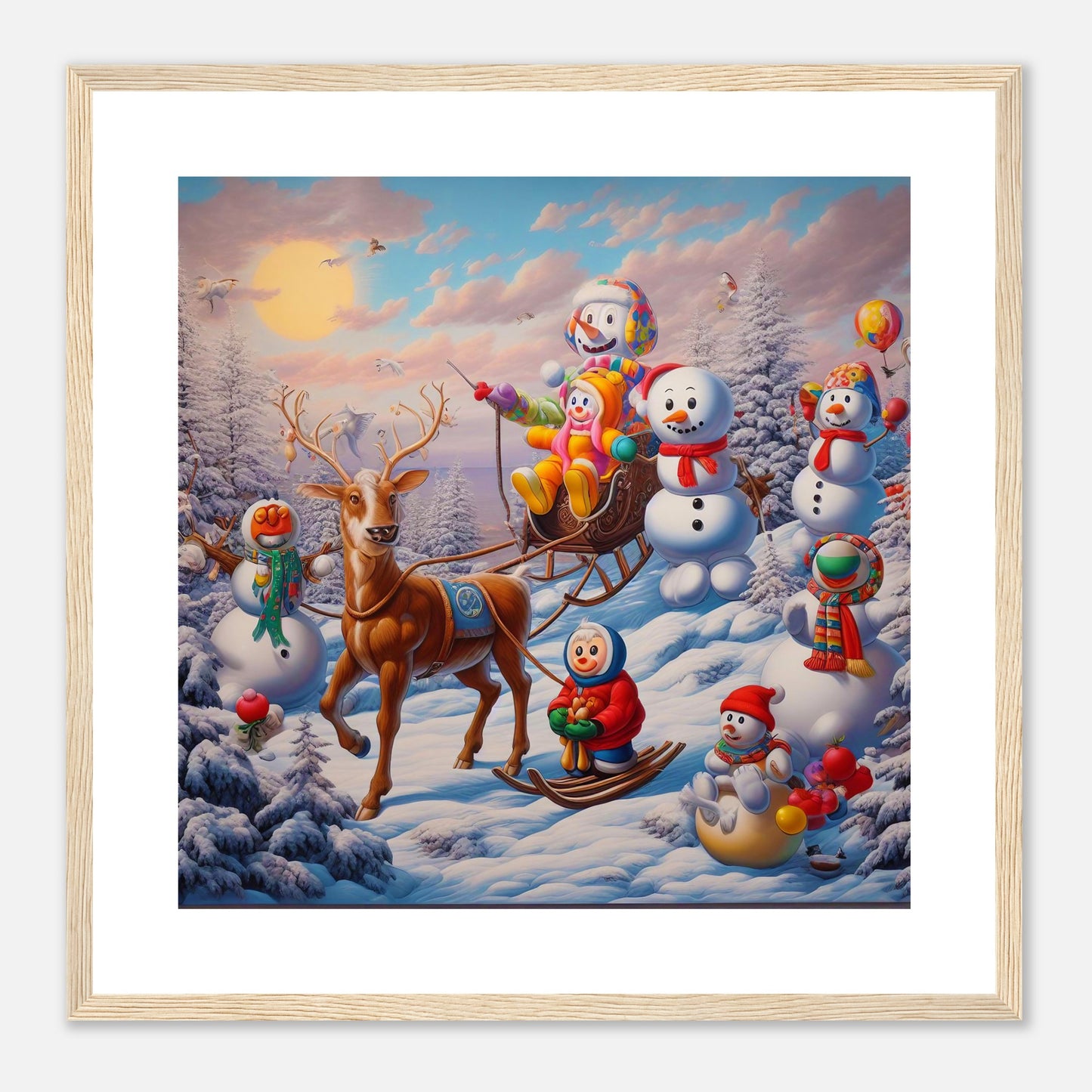 Wall Art - Winter 77 - Snowmen and a reindeer