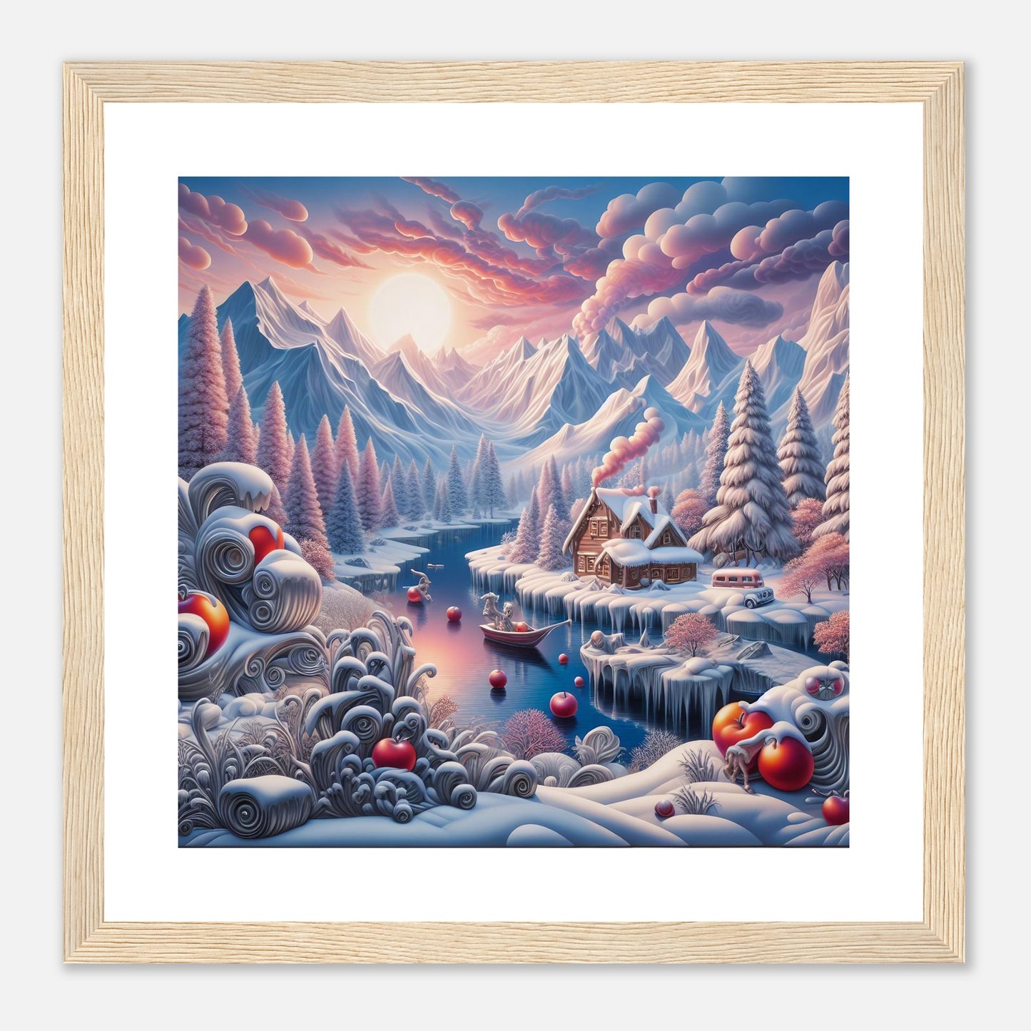 Wall Art - Winter 62 - Small boat on a river