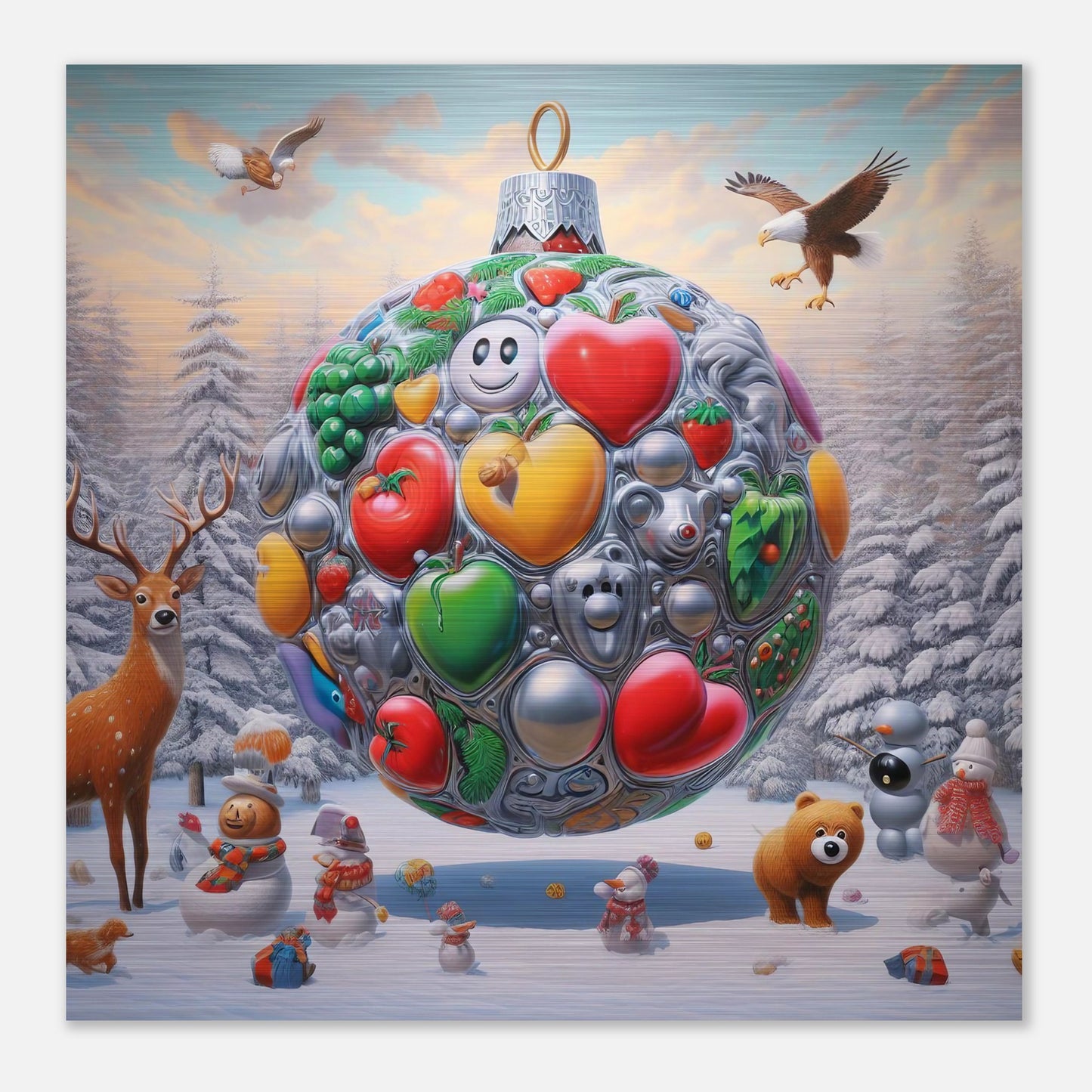 Wall Art - Winter 67 - Christmas ornament and a deer