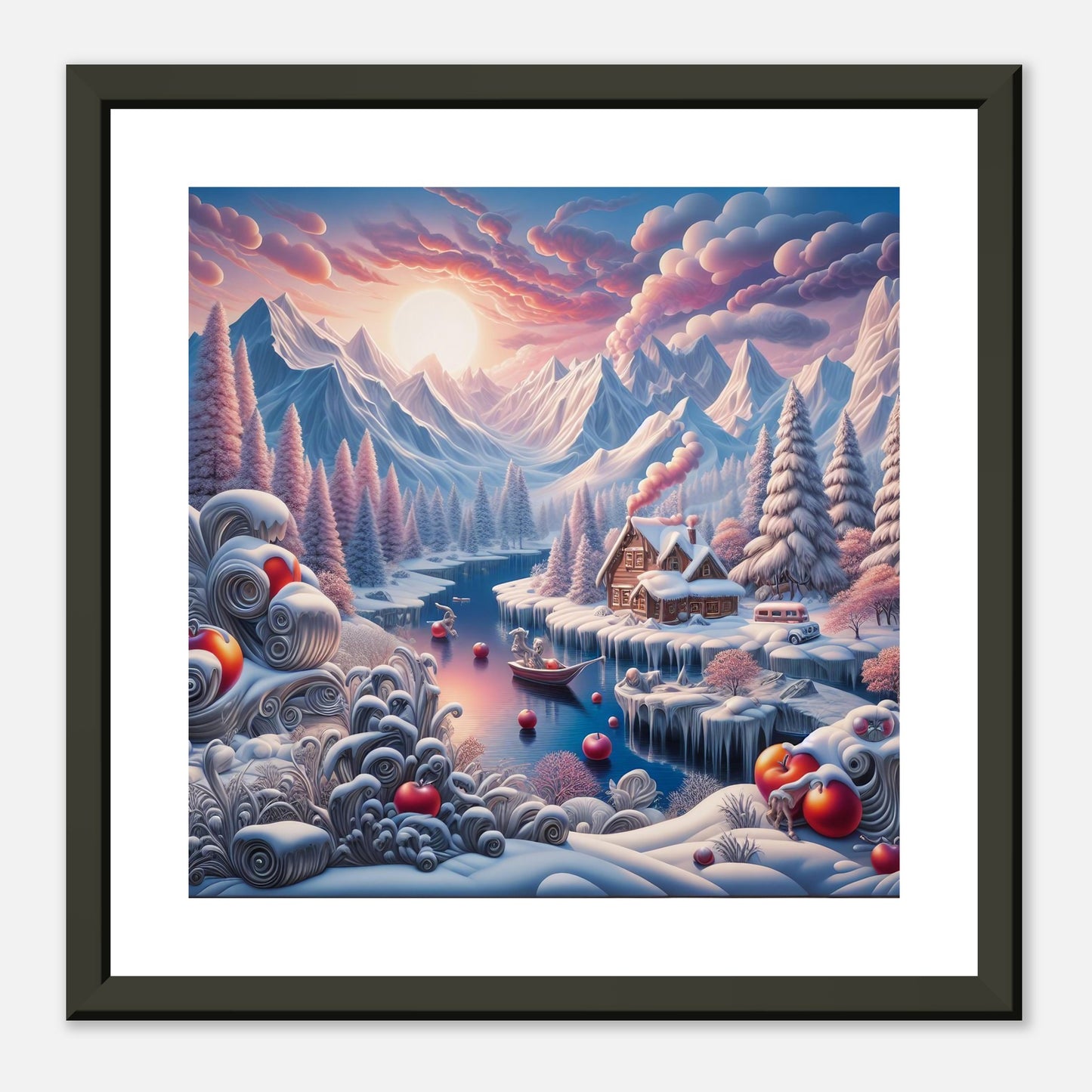 Wall Art - Winter 62 - Small boat on a river