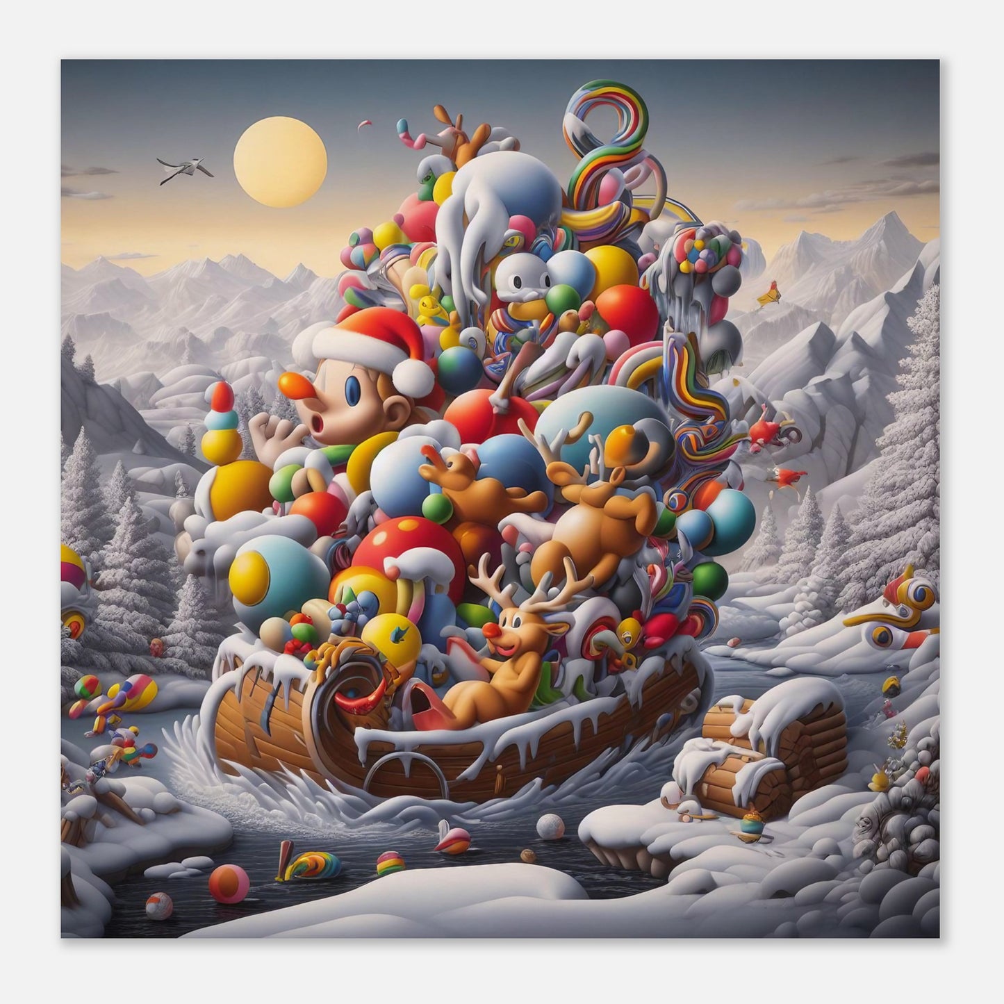 Wall Art - Winter 59 - Boy, Sleigh, Toys