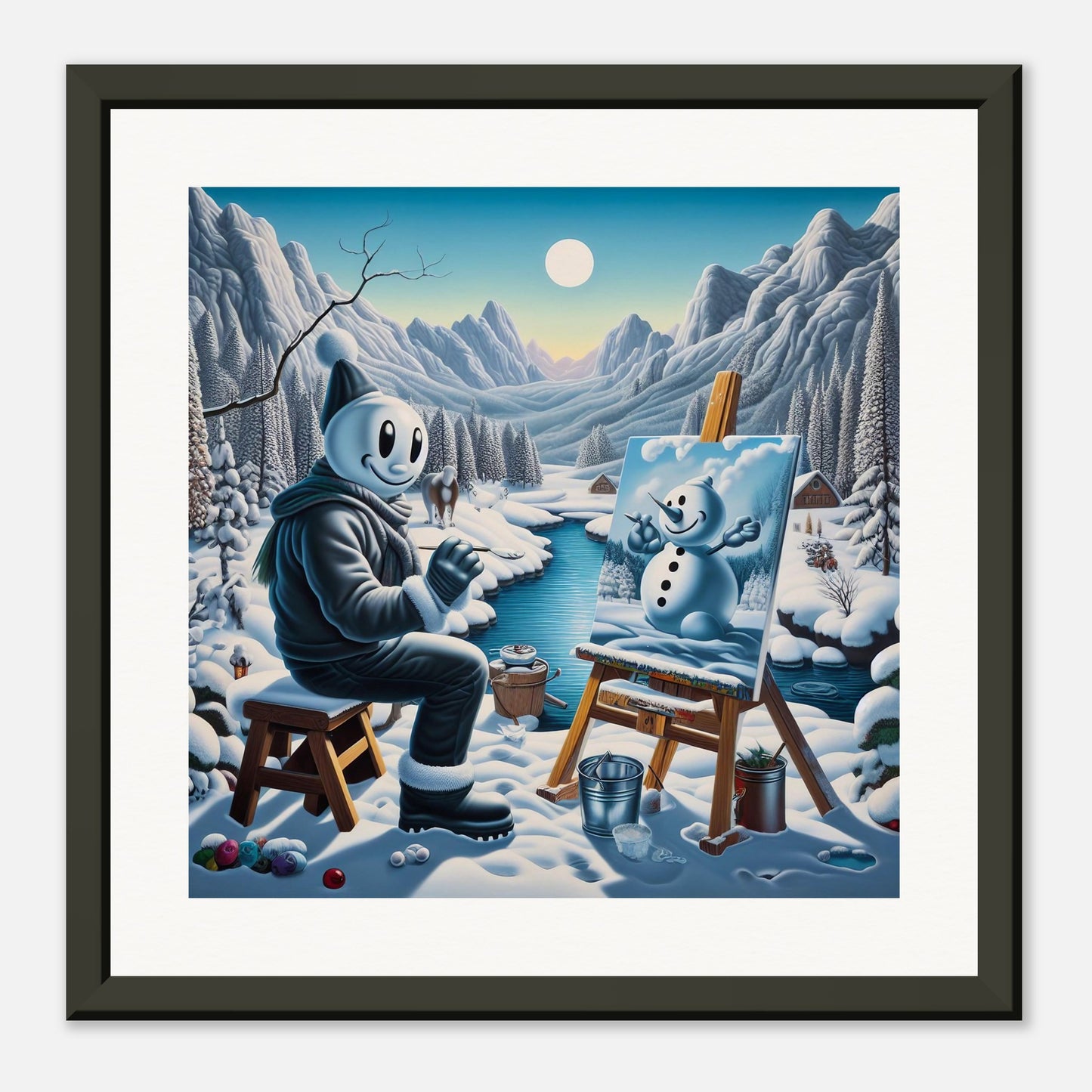 Wall Art - Winter 79 - Snowman by the river