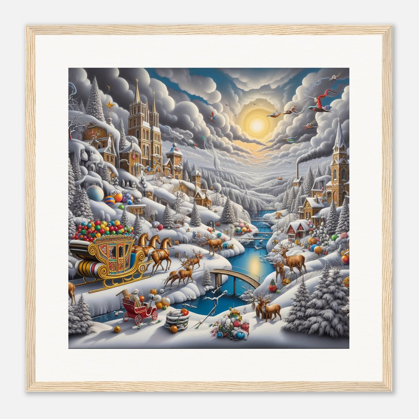 Wall Art - Winter 14 - Horses with snow sleigh