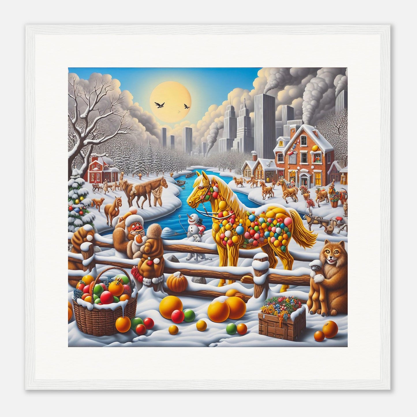 Wall Art - Winter 10 - Horse, Fruits, Houses and River