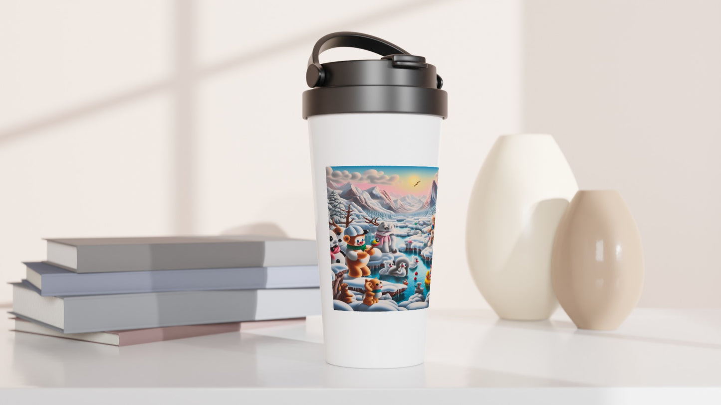 White 15oz Stainless Steel Travel Mug - Winter 150