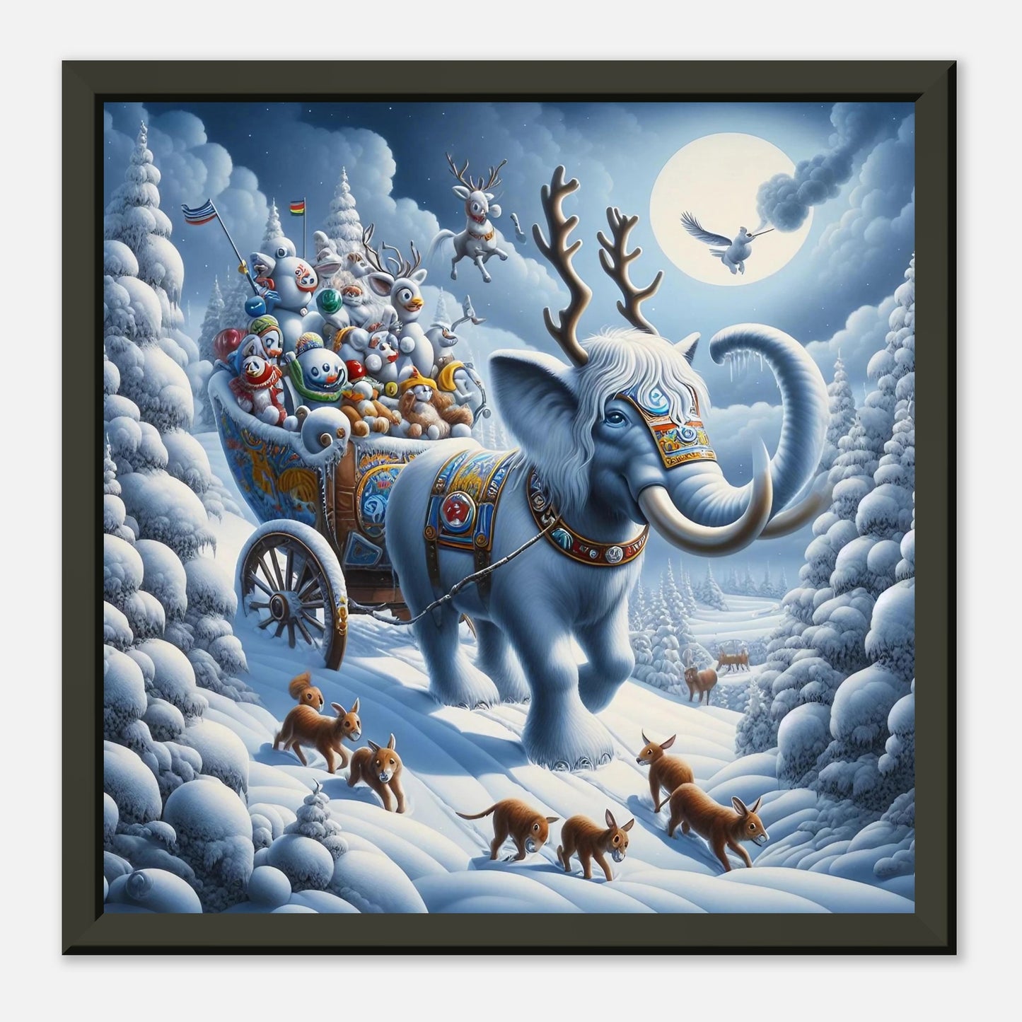 Wall art - Elephant in snow at night