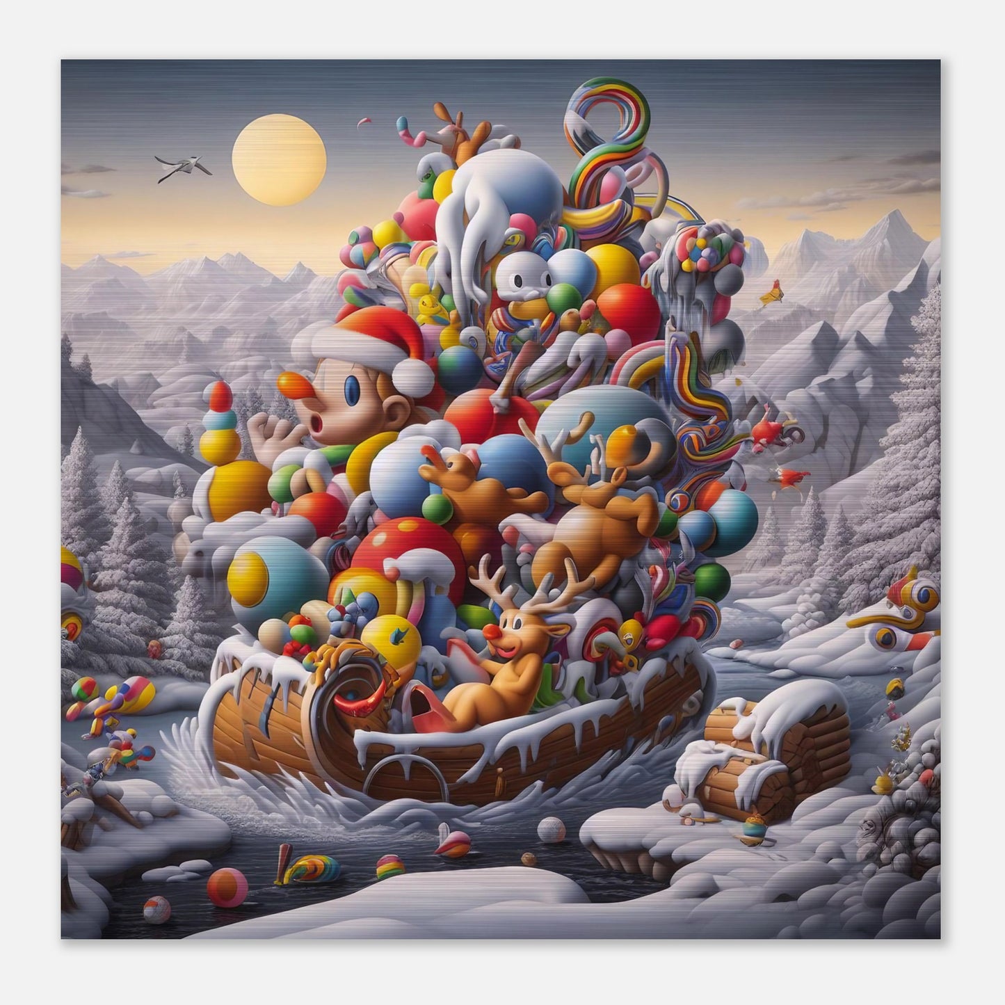 Wall Art - Winter 59 - Boy, Sleigh, Toys