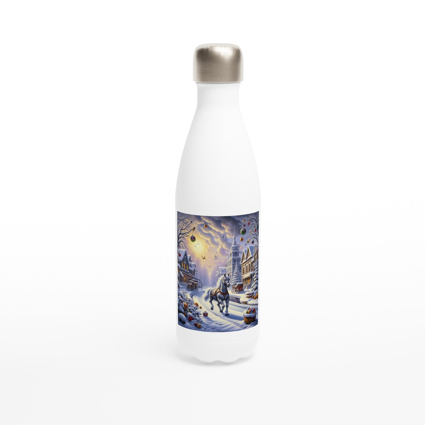 White 17oz Stainless Steel Water Bottle - Winter 73