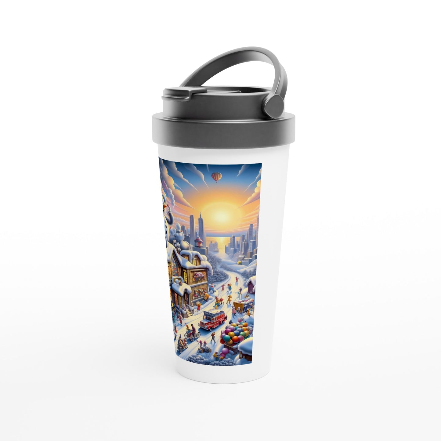 White 15oz Stainless Steel Travel Mug - Winter 152