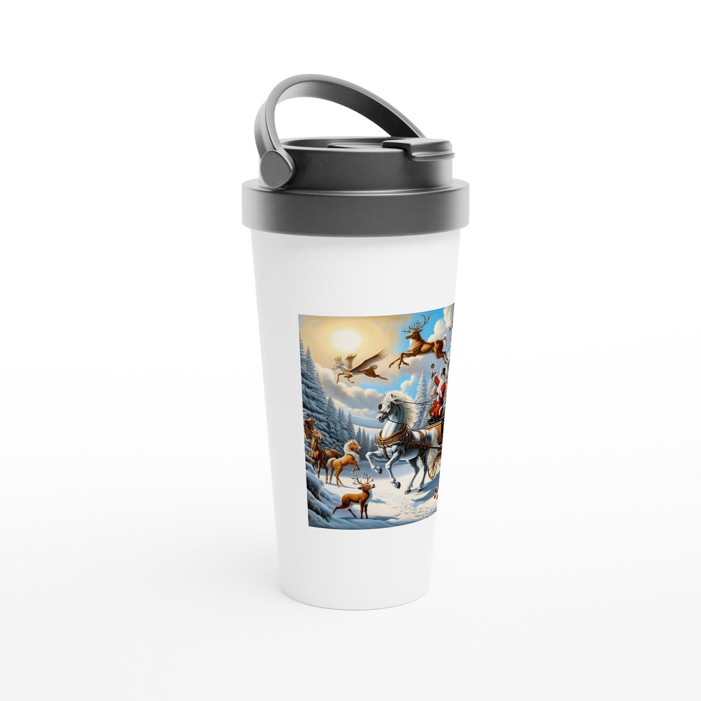 White 15oz Stainless Steel Travel Mug - Winter 91