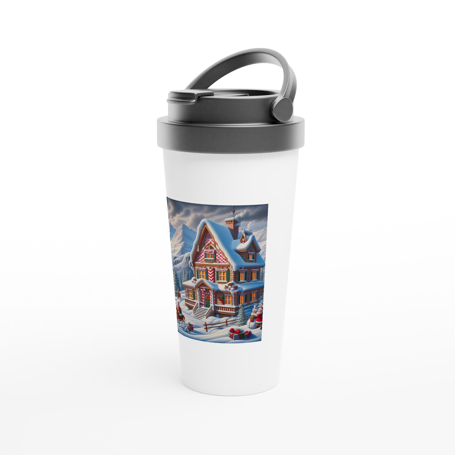 White 15oz Stainless Steel Travel Mug - Winter 56