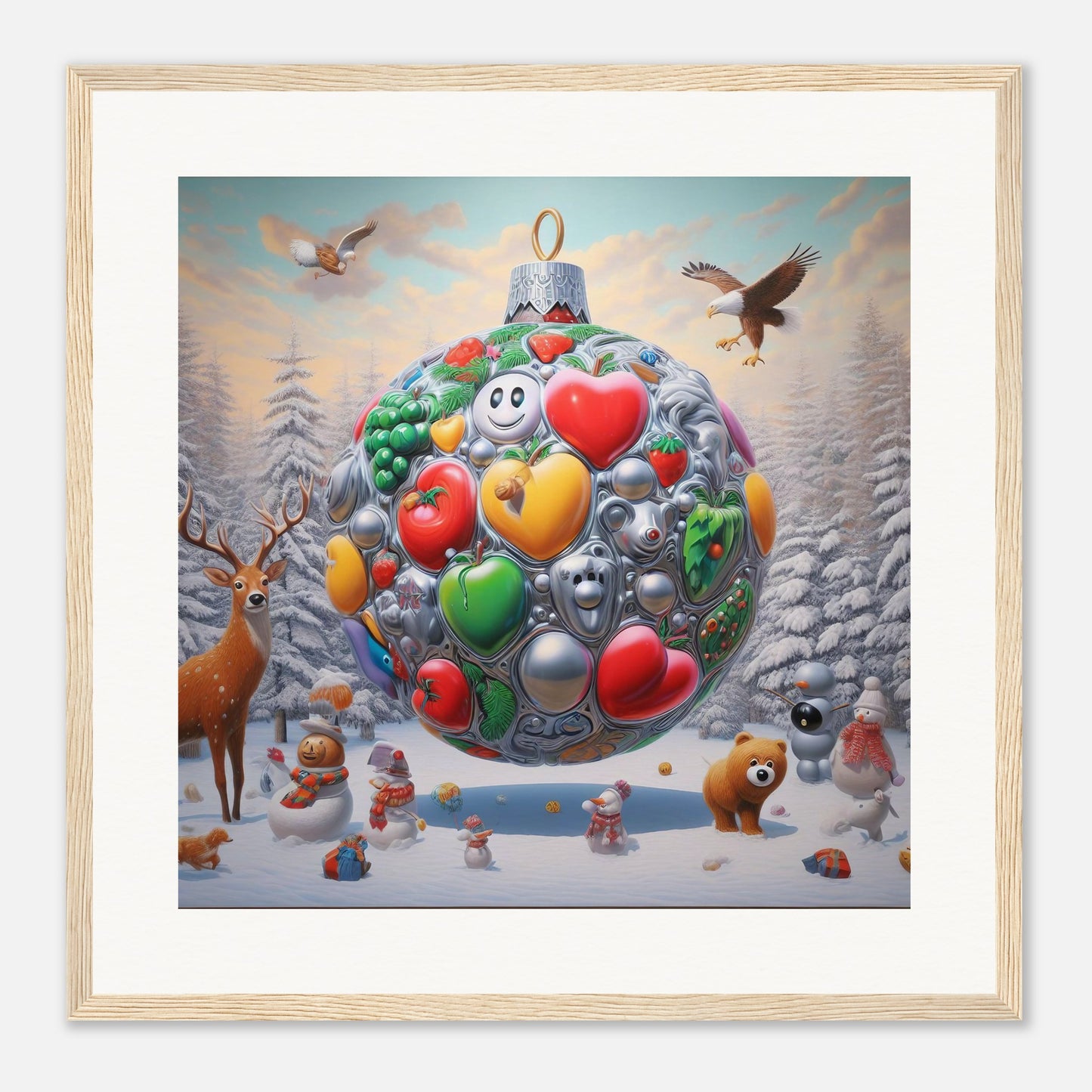 Wall Art - Winter 67 - Christmas ornament and a deer