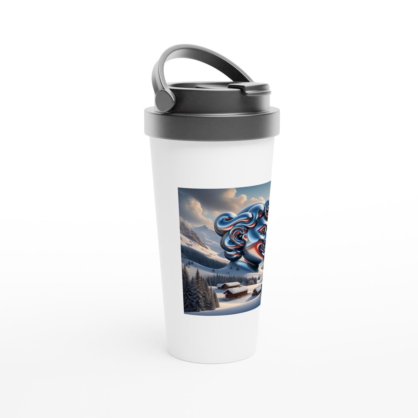 White 15oz Stainless Steel Travel Mug - Winter 133