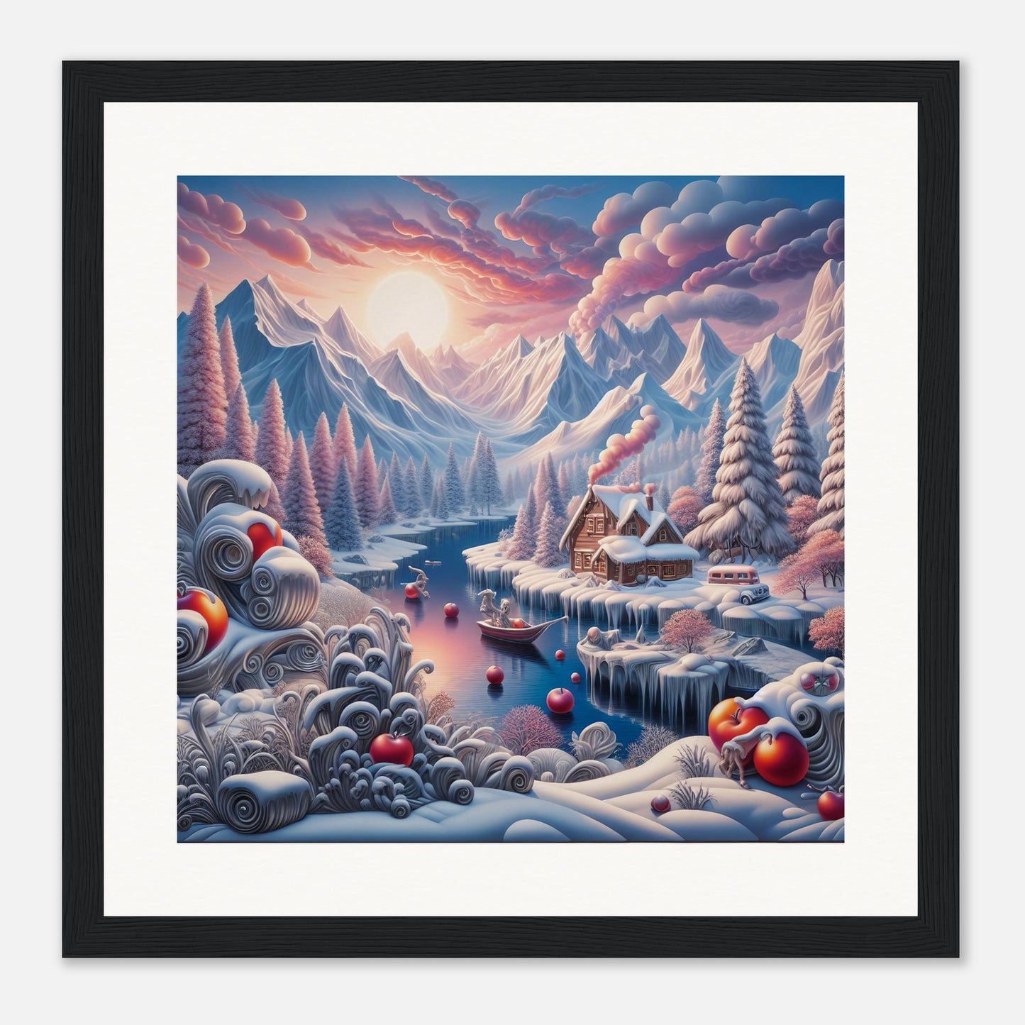 Wall Art - Winter 62 - Small boat on a river