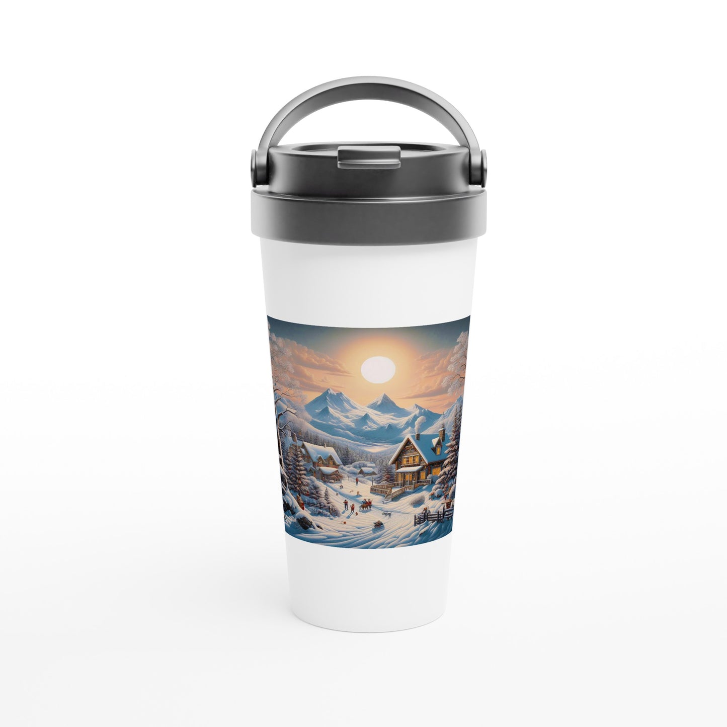 White 15oz Stainless Steel Travel Mug - Winter 87