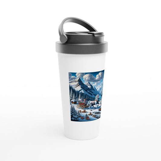 White 15oz Stainless Steel Travel Mug - Winter 107