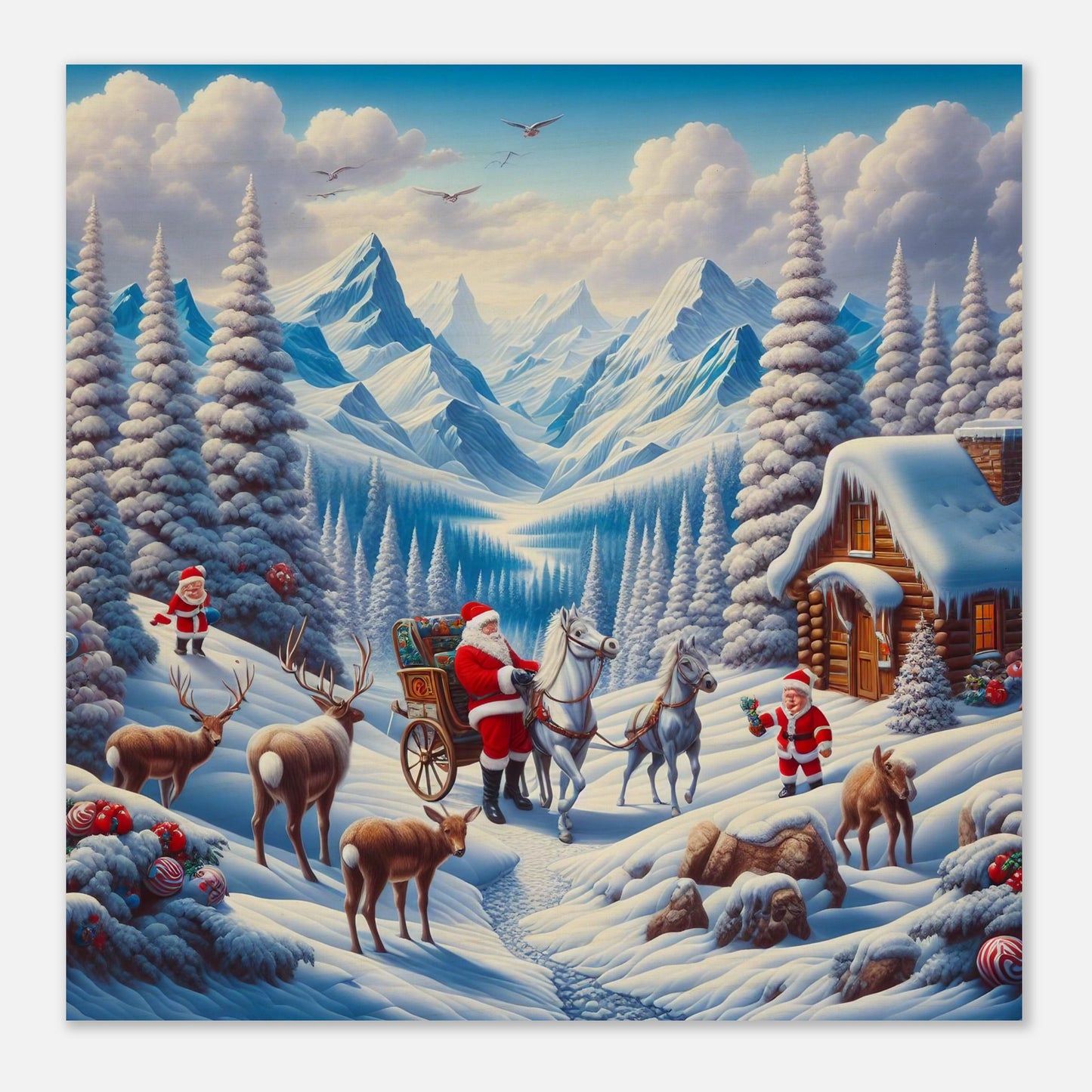 Wall Art - Winter 55 - Santa Claus and horses