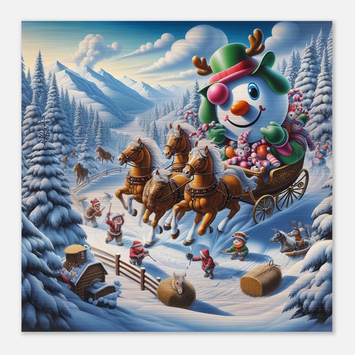 Wall Art - Winter 63 - Snowman in a carriage