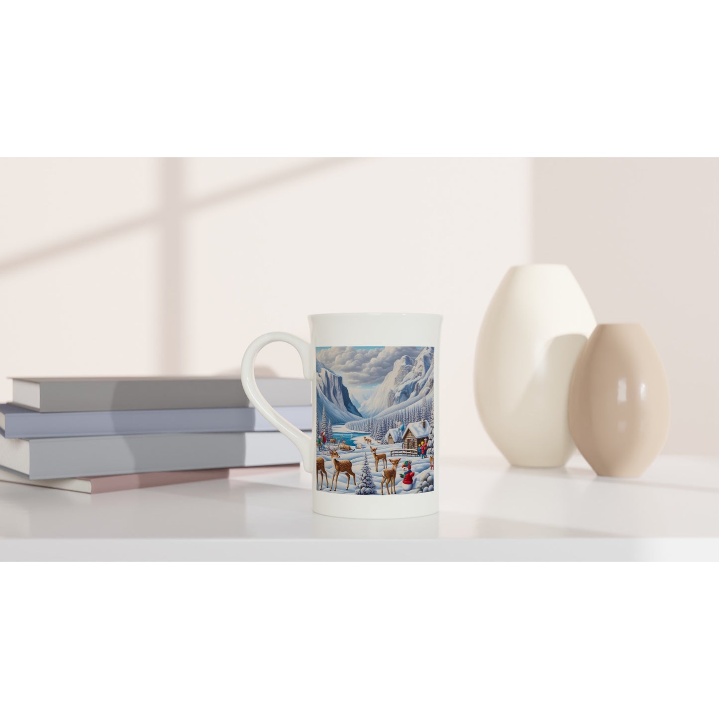 White 10oz Porcelain Slim Mug - Winter 159