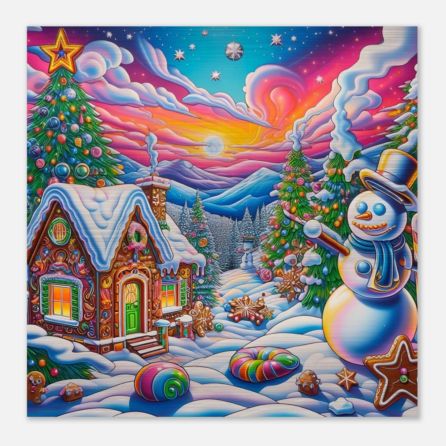 Wall art - Snowman and Gingerbread House