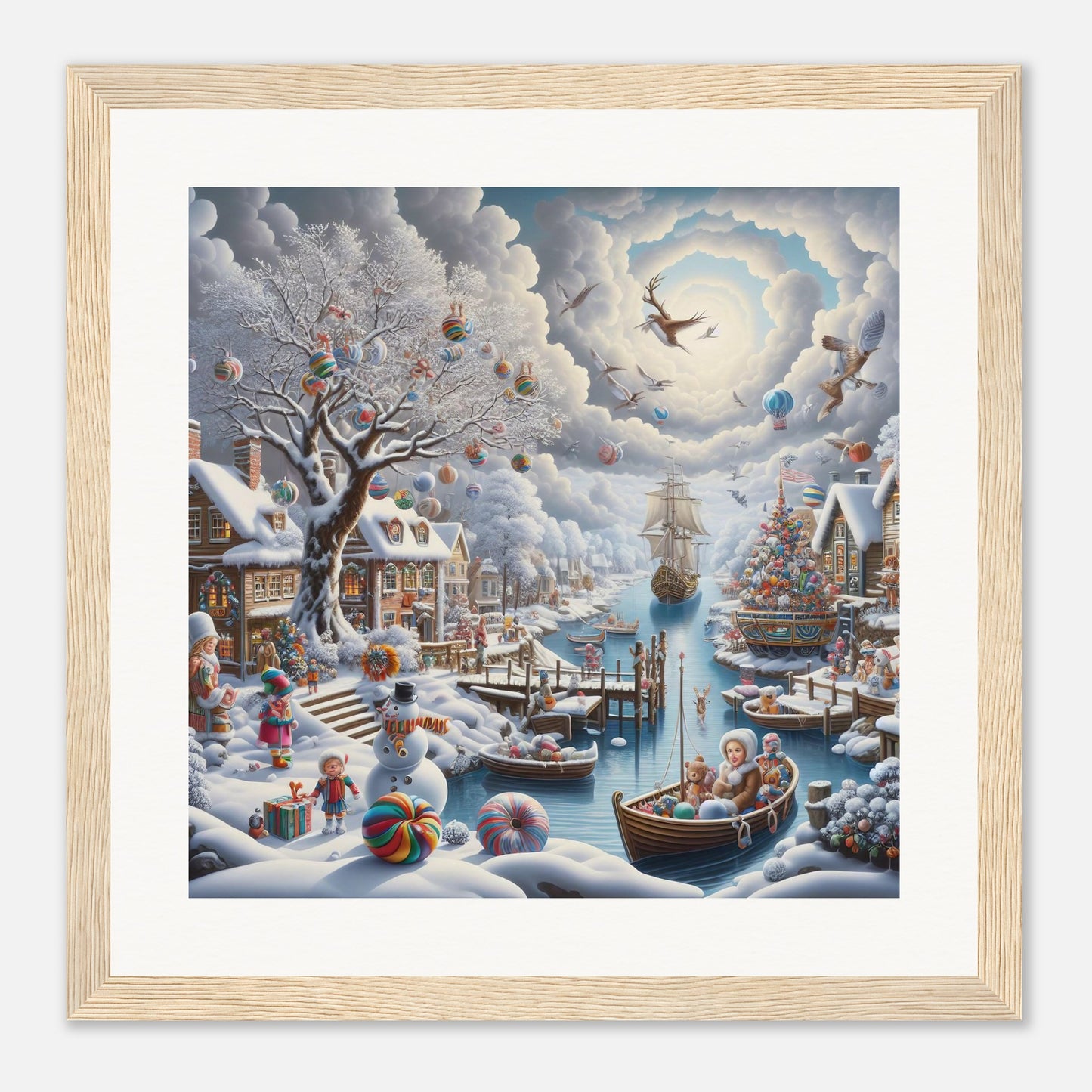 Wall Art - Winter 45 - Snowman and a sailing ship