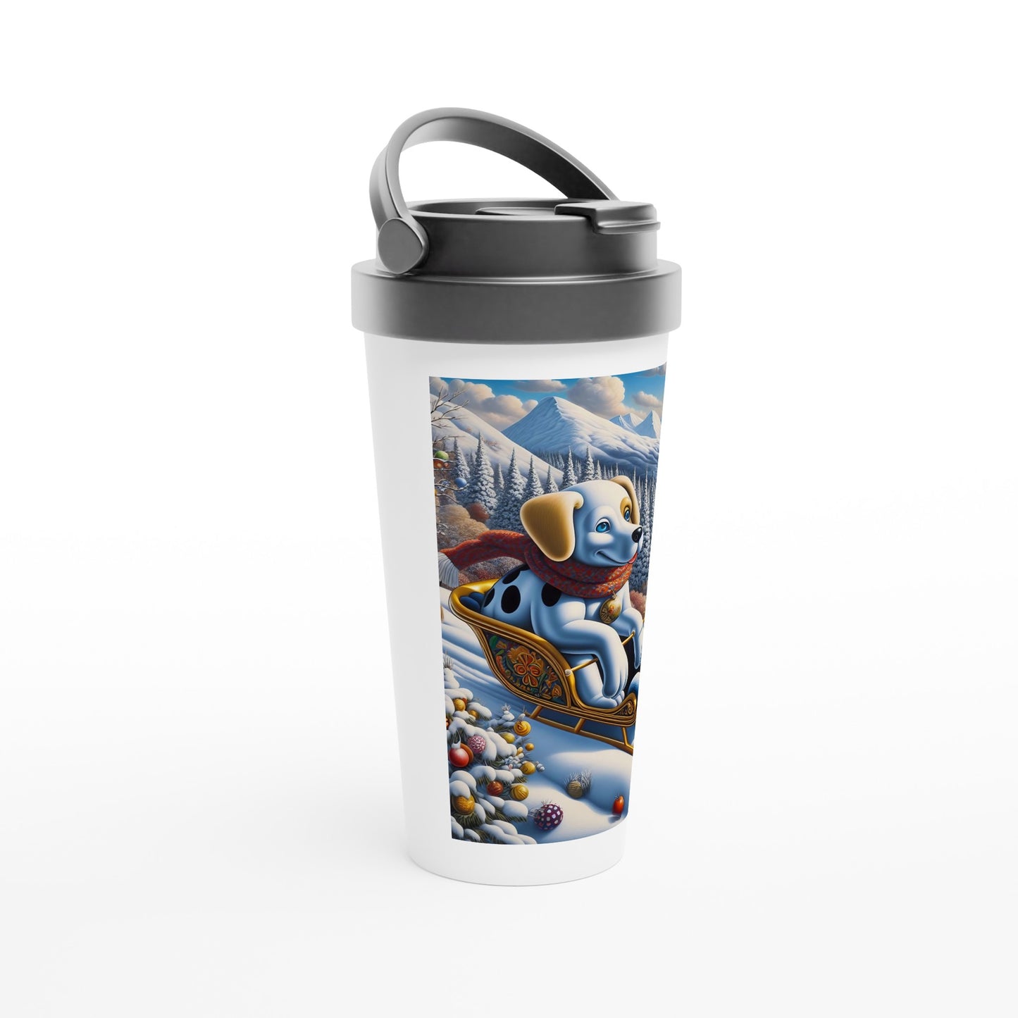 White 15oz Stainless Steel Travel Mug - Winter 142