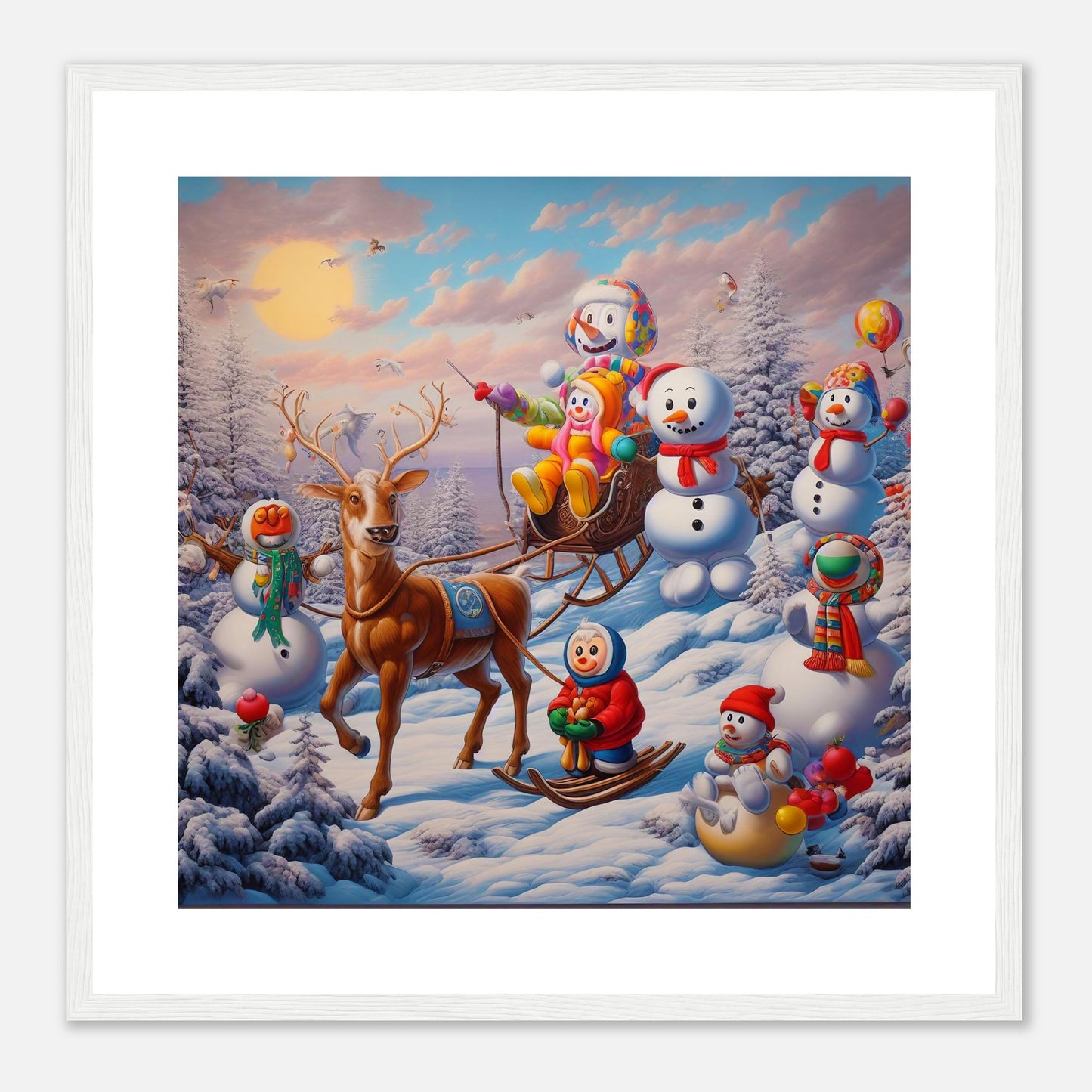 Wall Art - Winter 77 - Snowmen and a reindeer