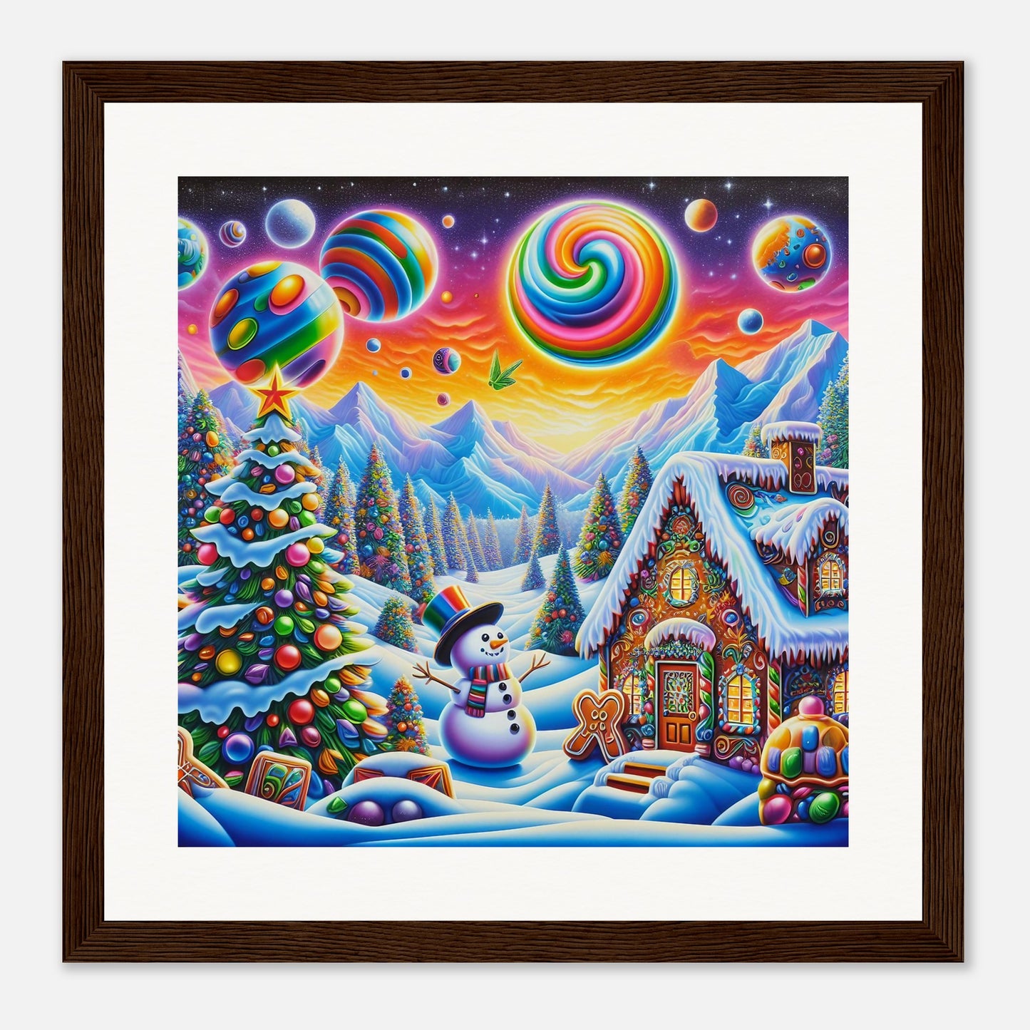 Wall Art - Winter 29 - Snowman and neon planets