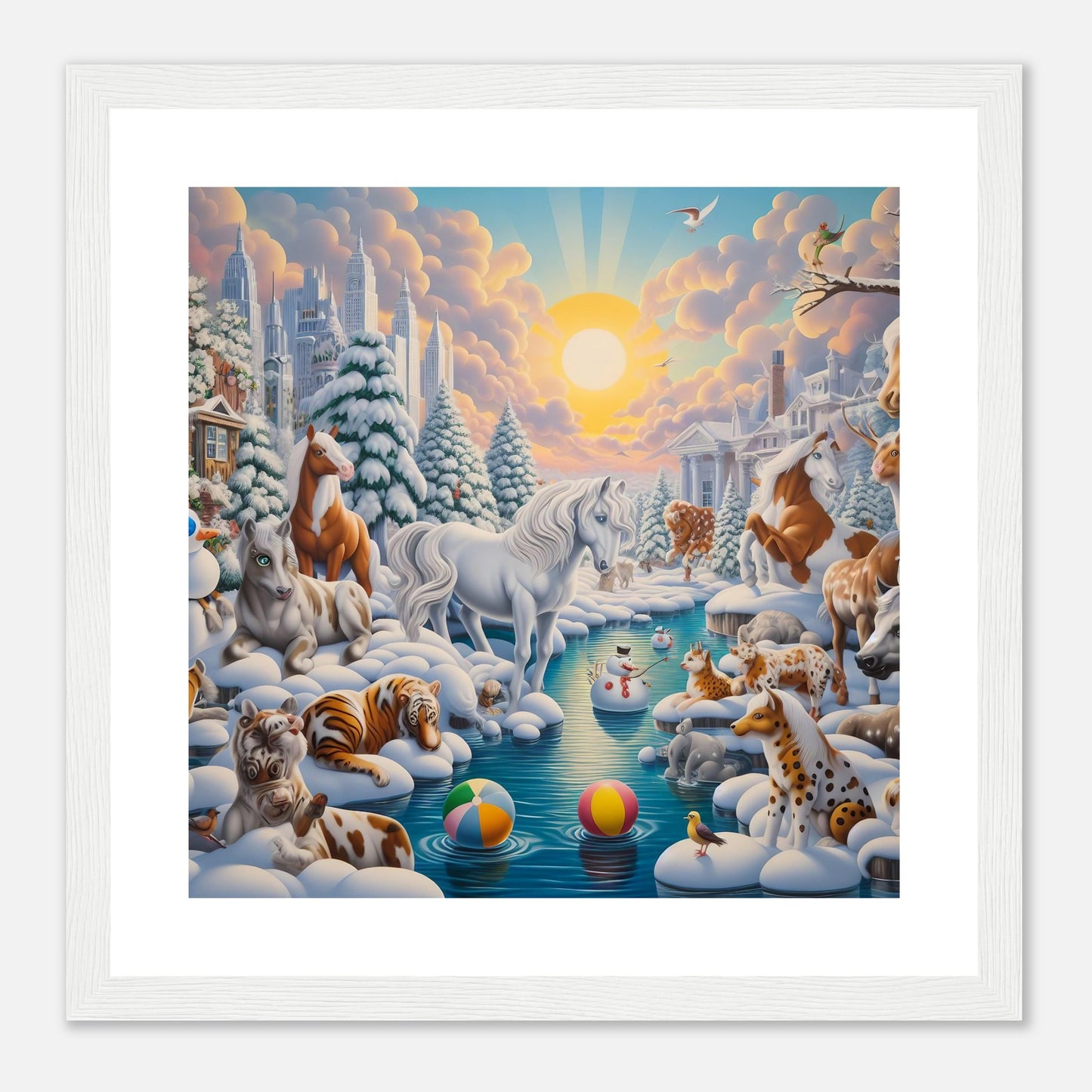 Wall Art - Winter 66 - Horses by the river