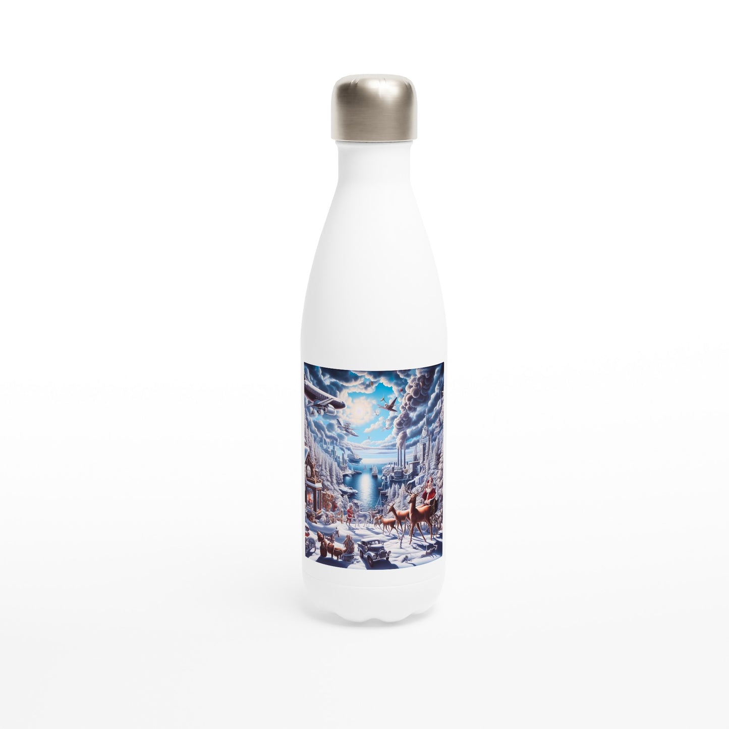 White 17oz Stainless Steel Water Bottle - Winter 114