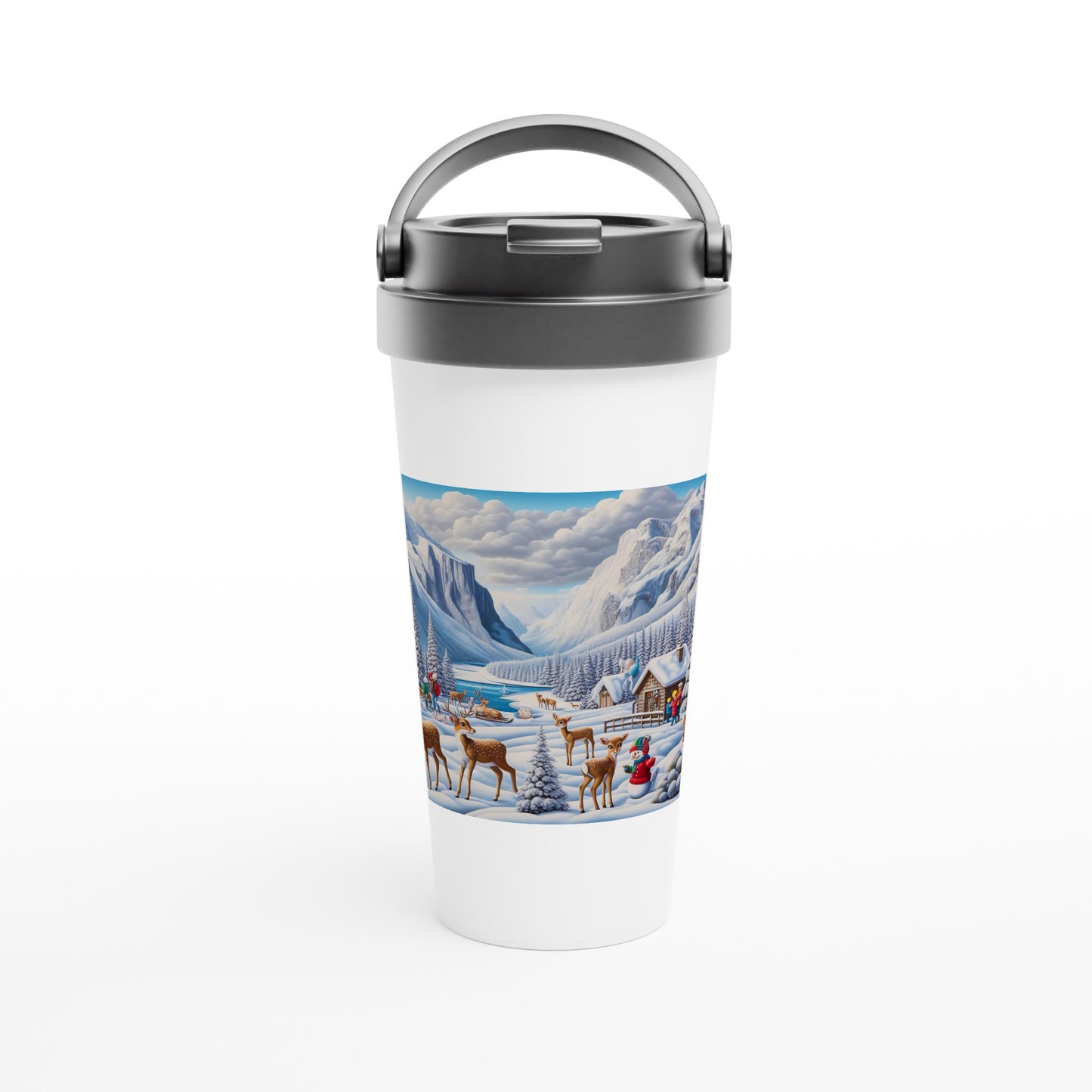 White 15oz Stainless Steel Travel Mug - Winter 159